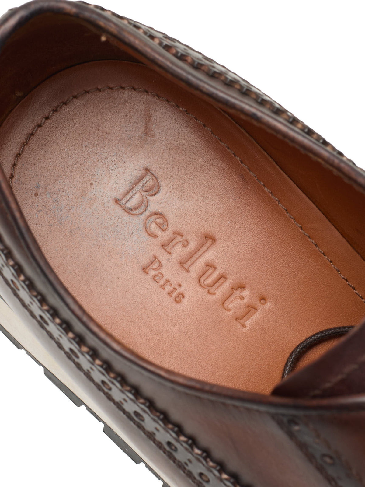 BERLUTI Paris Fast Track Oxford Brogues Cacao-White Venezia Leather Shoes