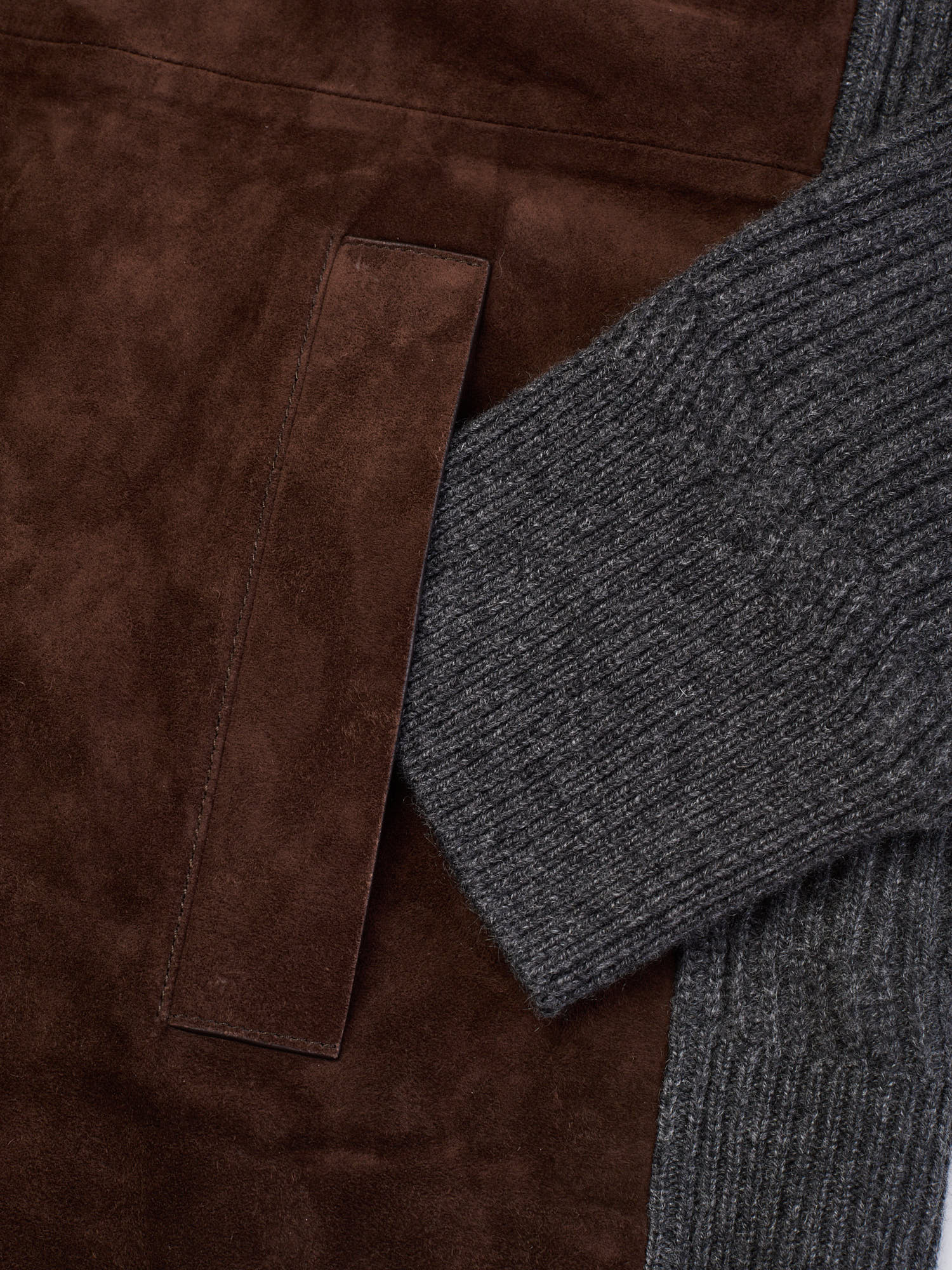 SalvaggioBERLUTI Paris Choco Cashmere - Suede Front Button Up Knit Sweater