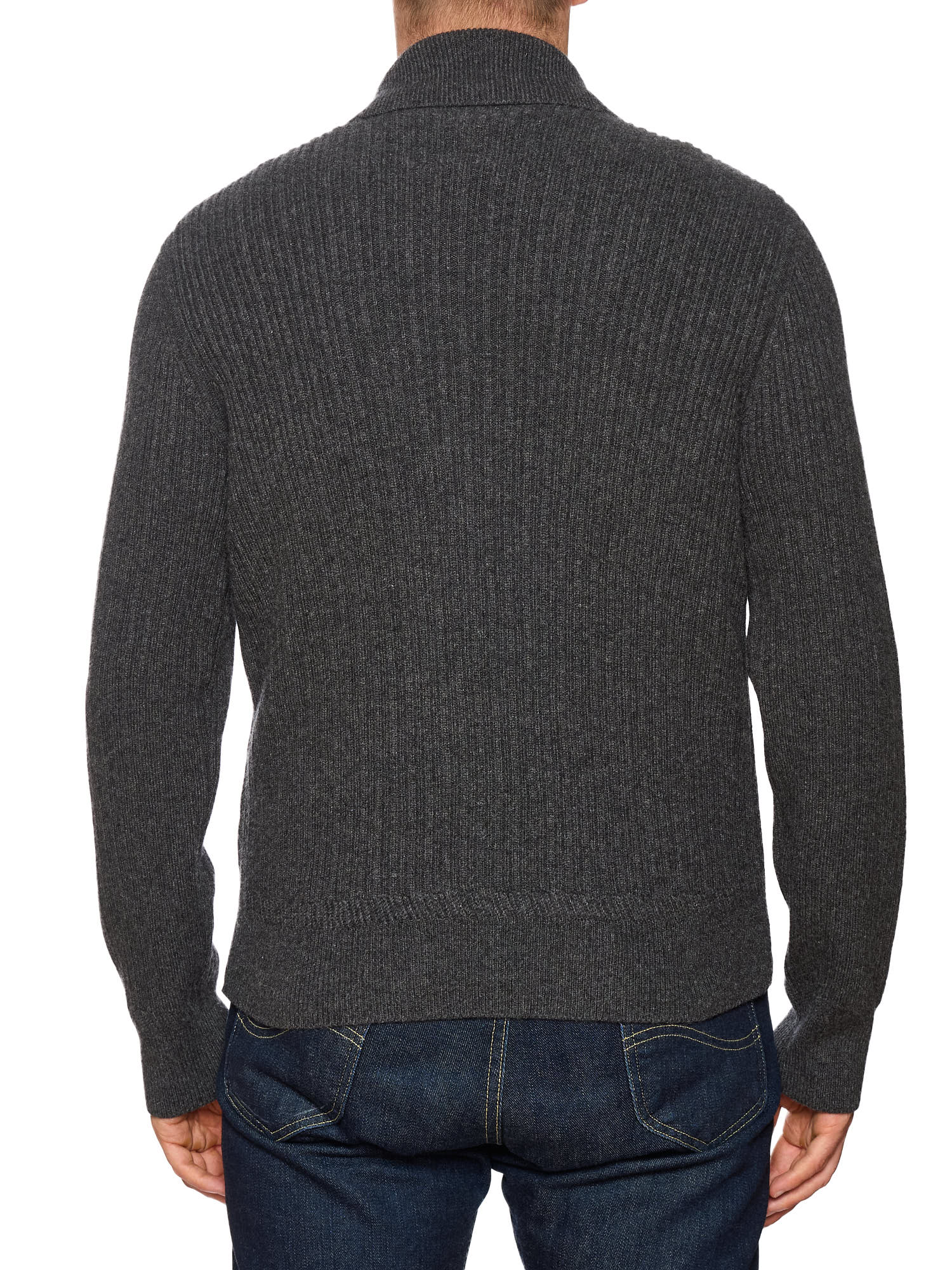 SalvaggioBERLUTI Paris Choco Cashmere - Suede Front Button Up Knit Sweater