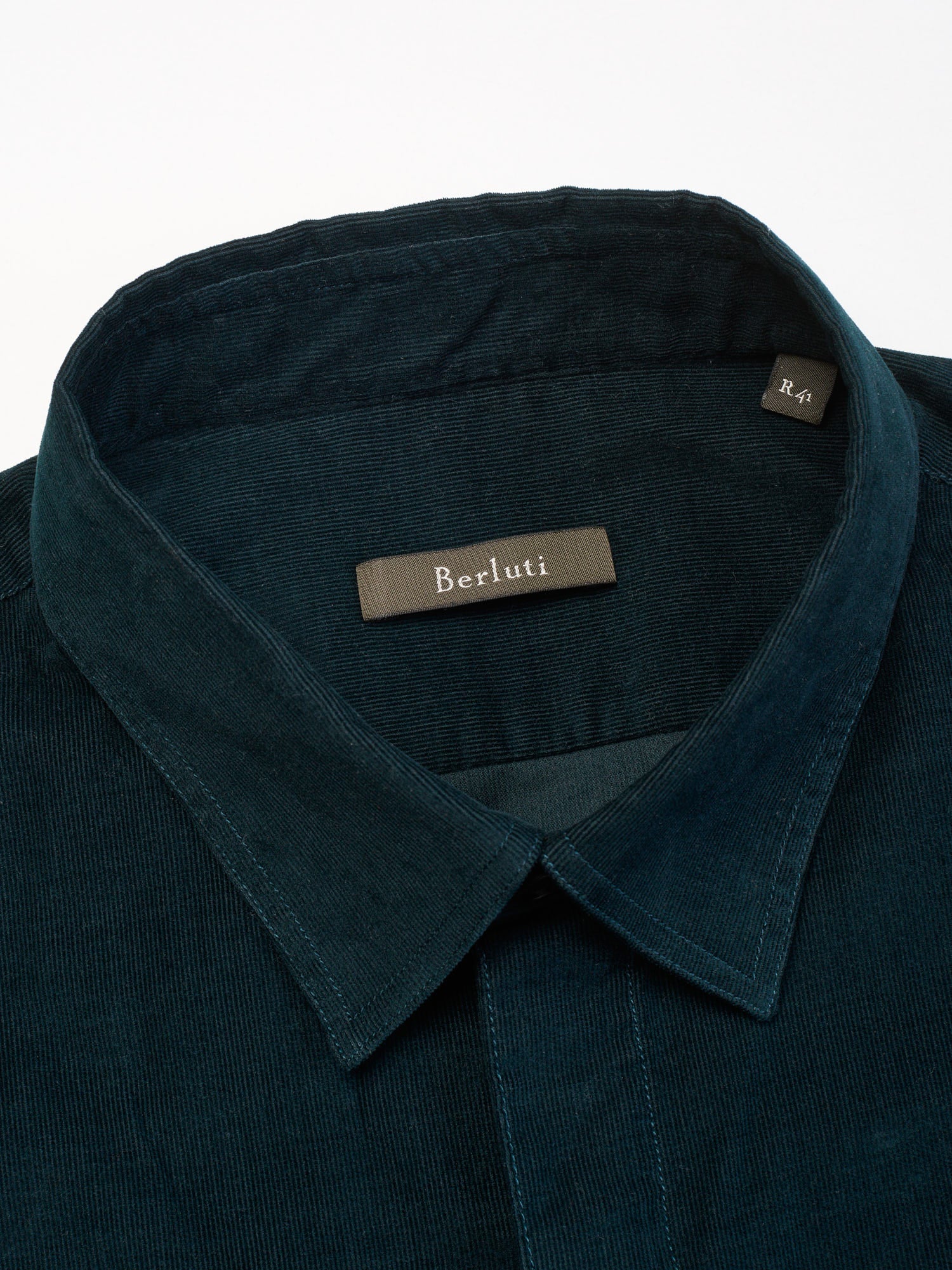 BERLUTI Paris Dark Teal Corduroy Cotton Casual Shirt