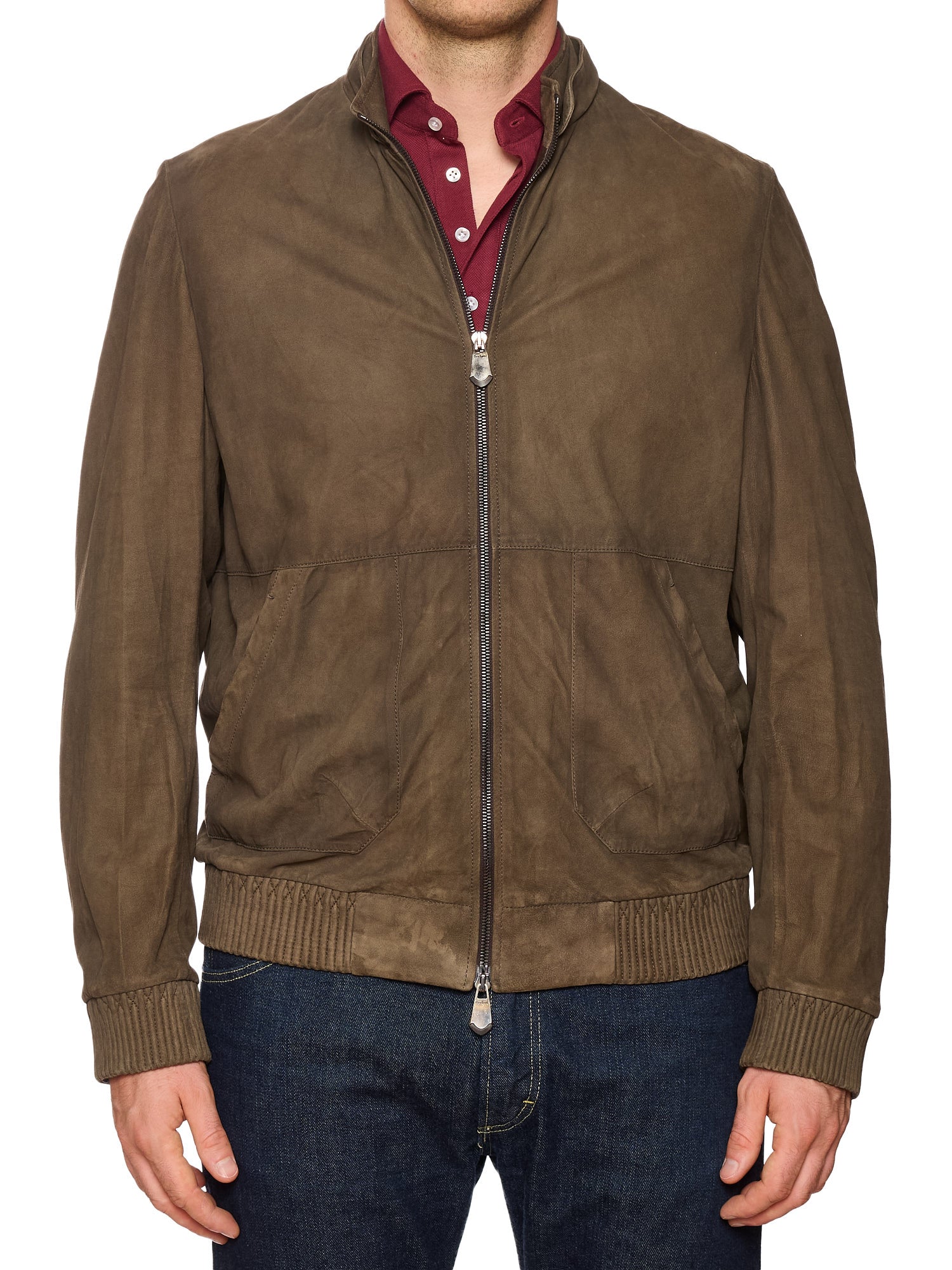 BERLUTI Packable Khaki Nubuck Lambskin Leather Hooded Jacket