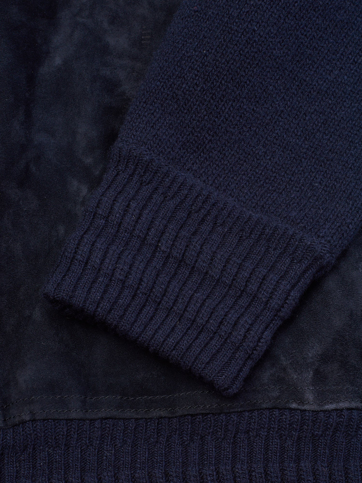 BERLUTI Paris Navy Wool-Cashmere Suede Front Blouson Leather Bomber NEW