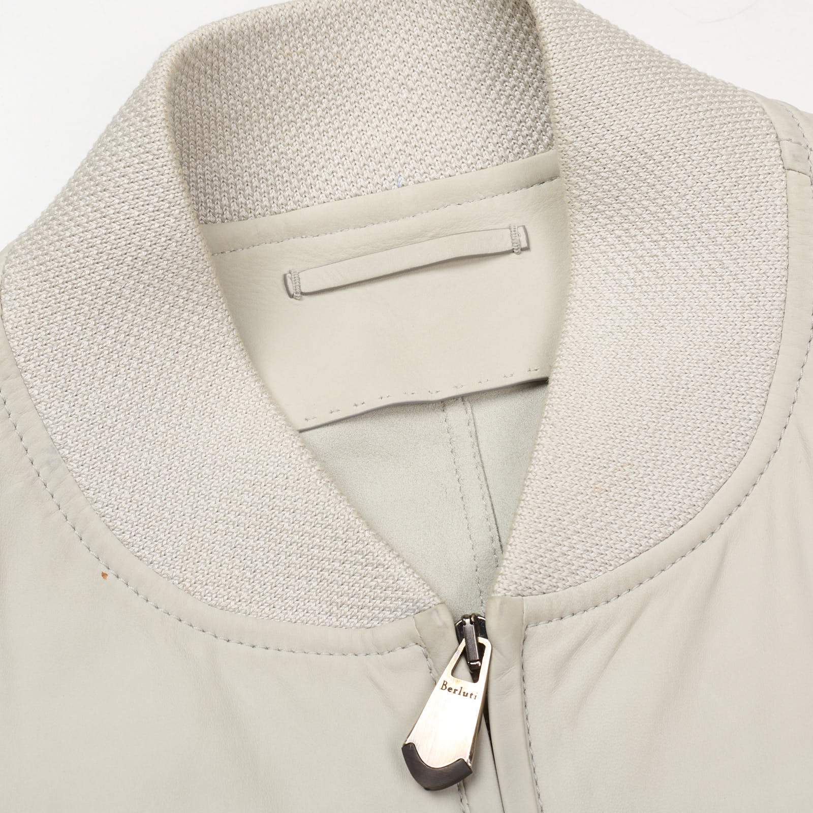 BERLUTI Paris Cream Calfskin Leather Unlined Bomber Blouson Jacket EU 50 US M