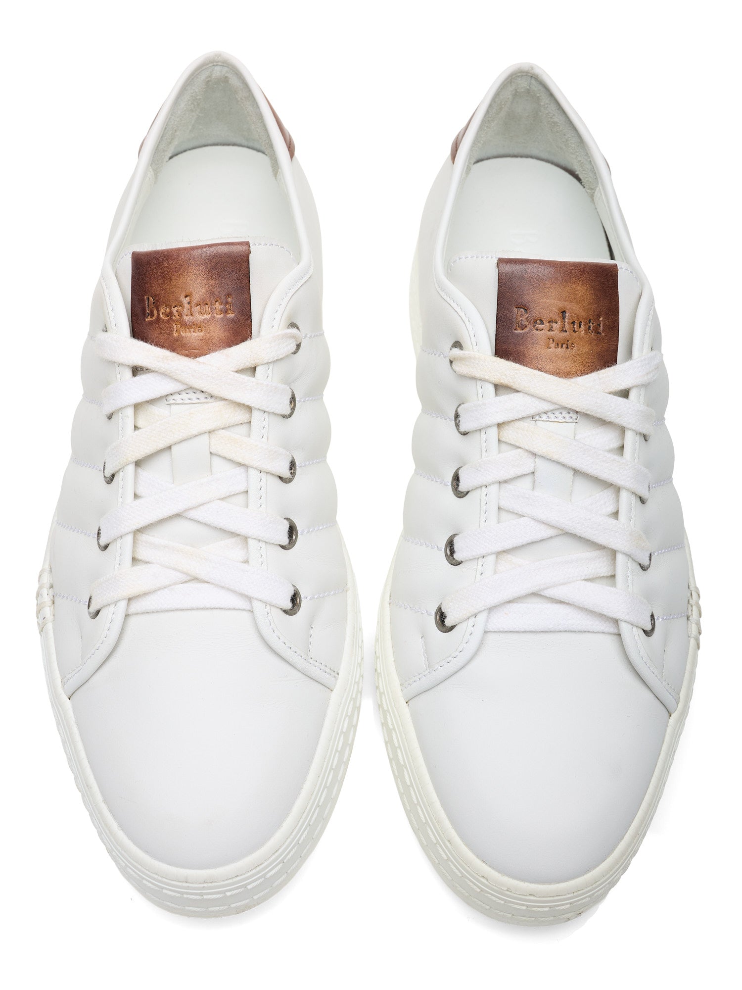 BERLUTI "Playfield" White Leather Low-Top Sneaker Shoes