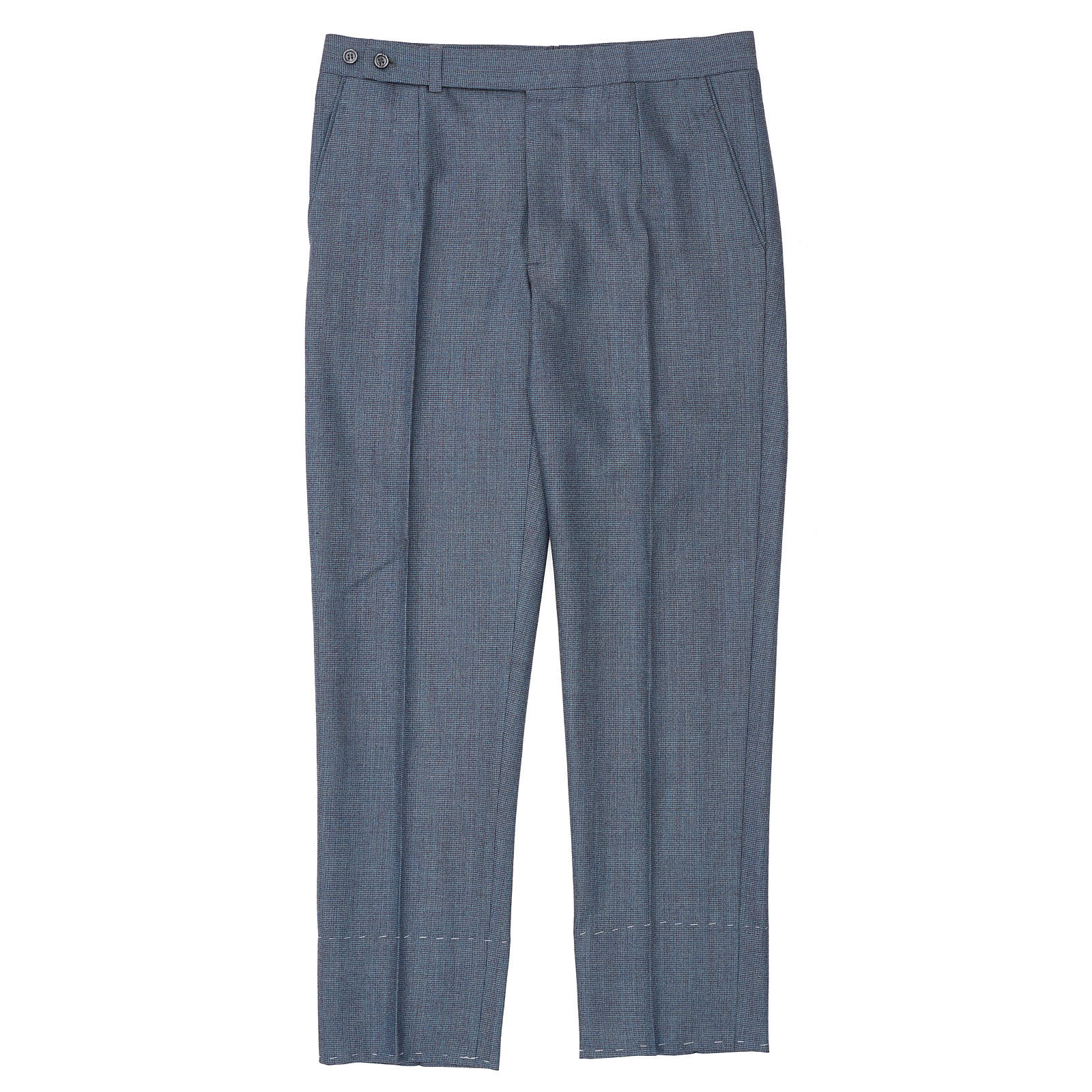 BESPOKE ATHENS Handmade Blue Flannel Wool Flat Front Pants EU 50 NEW US 34