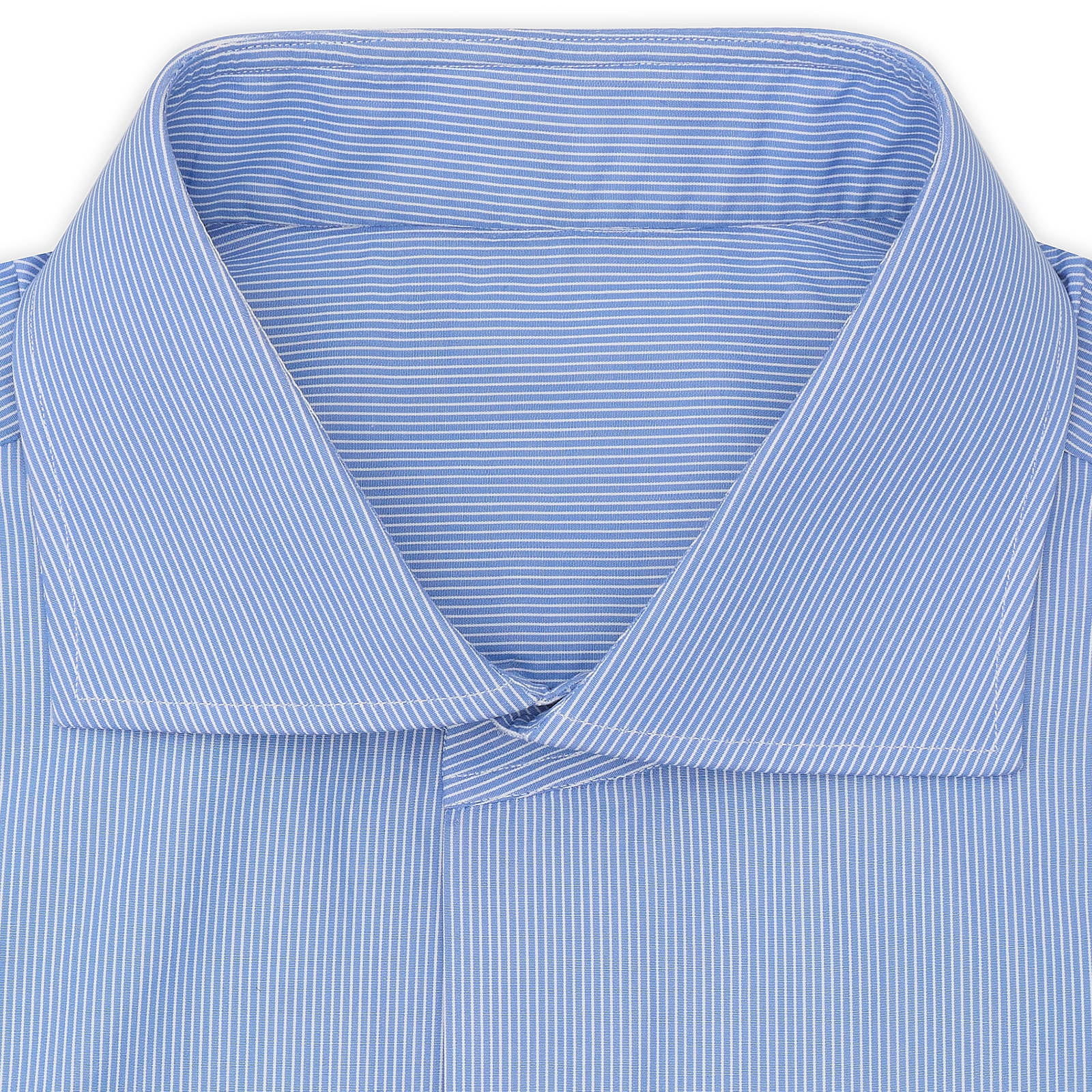 BESPOKE ATHENS Handmade Blue Striped Cotton Poplin Dress Shirt EU 45 NEW US 18