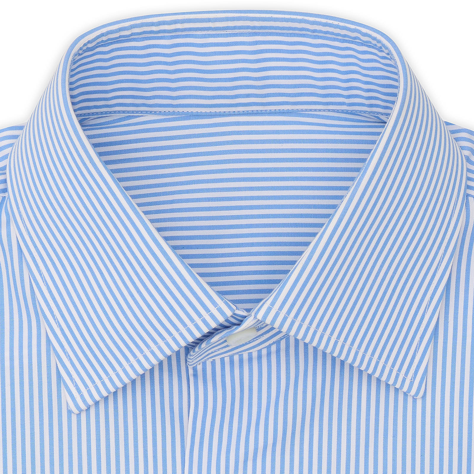 BESPOKE ATHENS Handmade Blue Striped Poplin Cotton Dress Shirt NEW