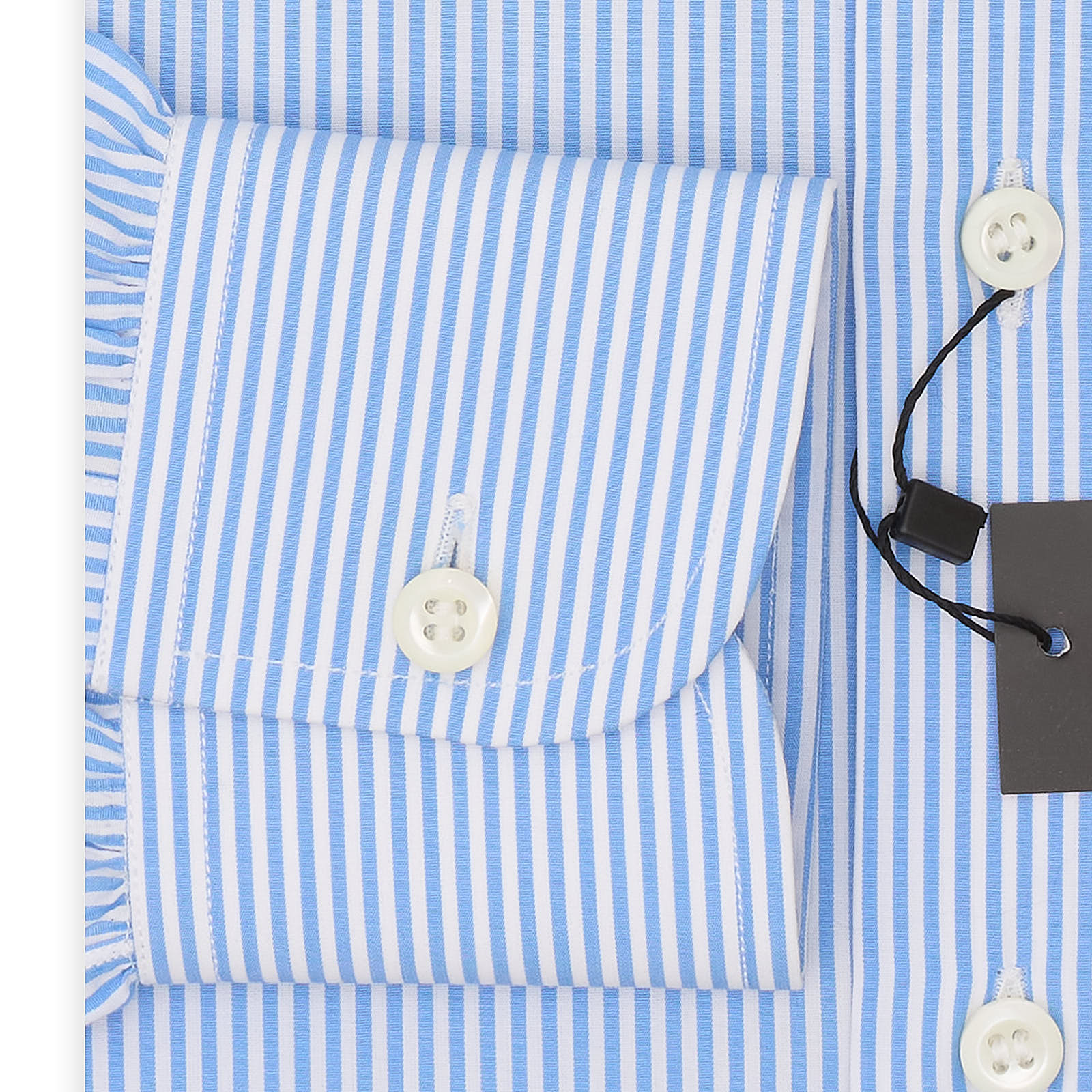 BESPOKE ATHENS Handmade Blue Striped Poplin Cotton Dress Shirt 14.5 NEW 37