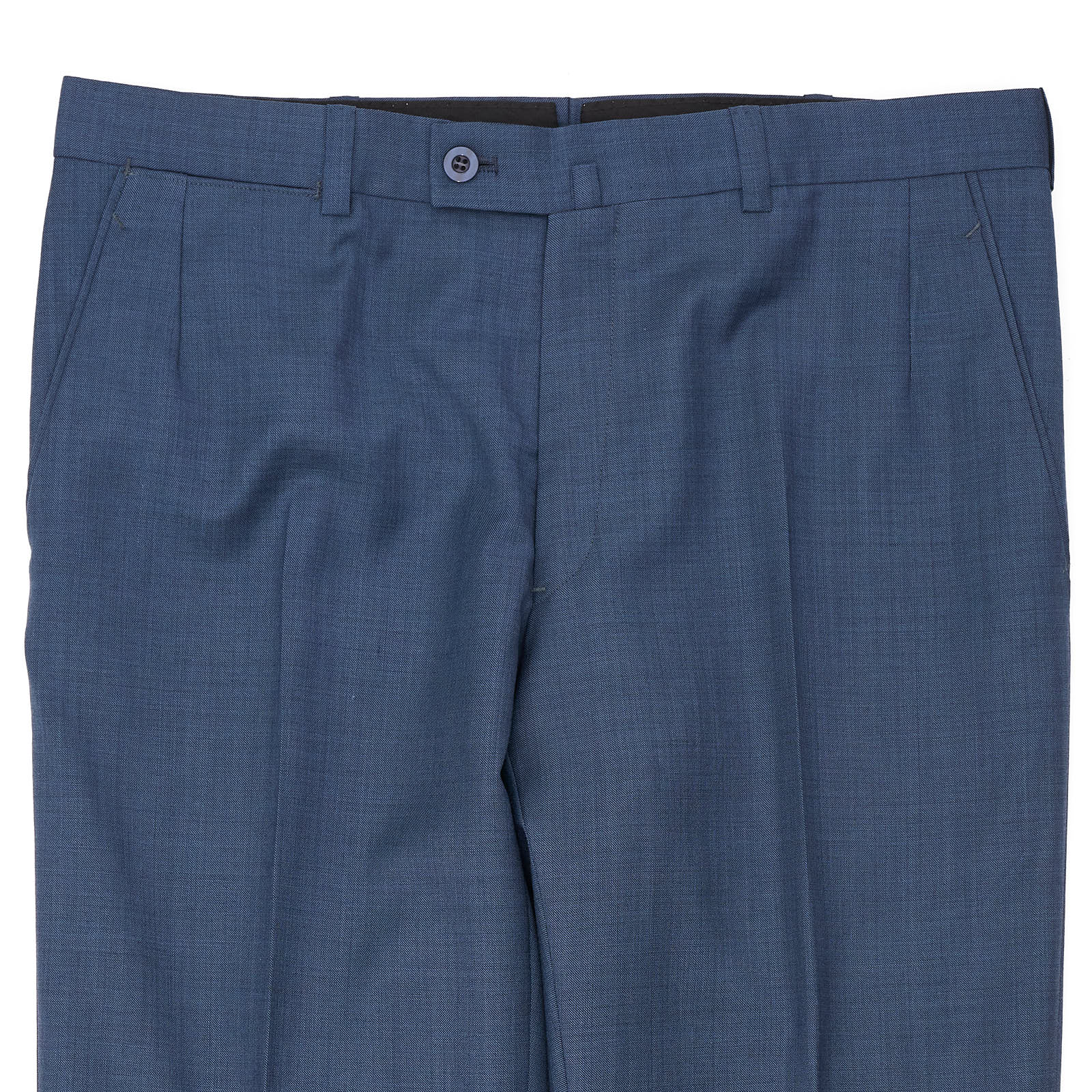 BESPOKE ATHENS Handmade Blue Super 120's Flat Front Pants EU 48 NEW US 32
