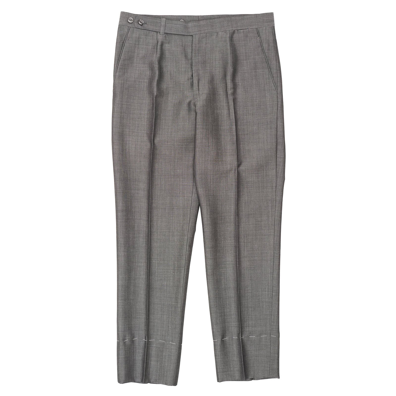 BESPOKE ATHENS Handmade Gray Wool-Mohair Flat Front Pants EU 50 NEW US 34