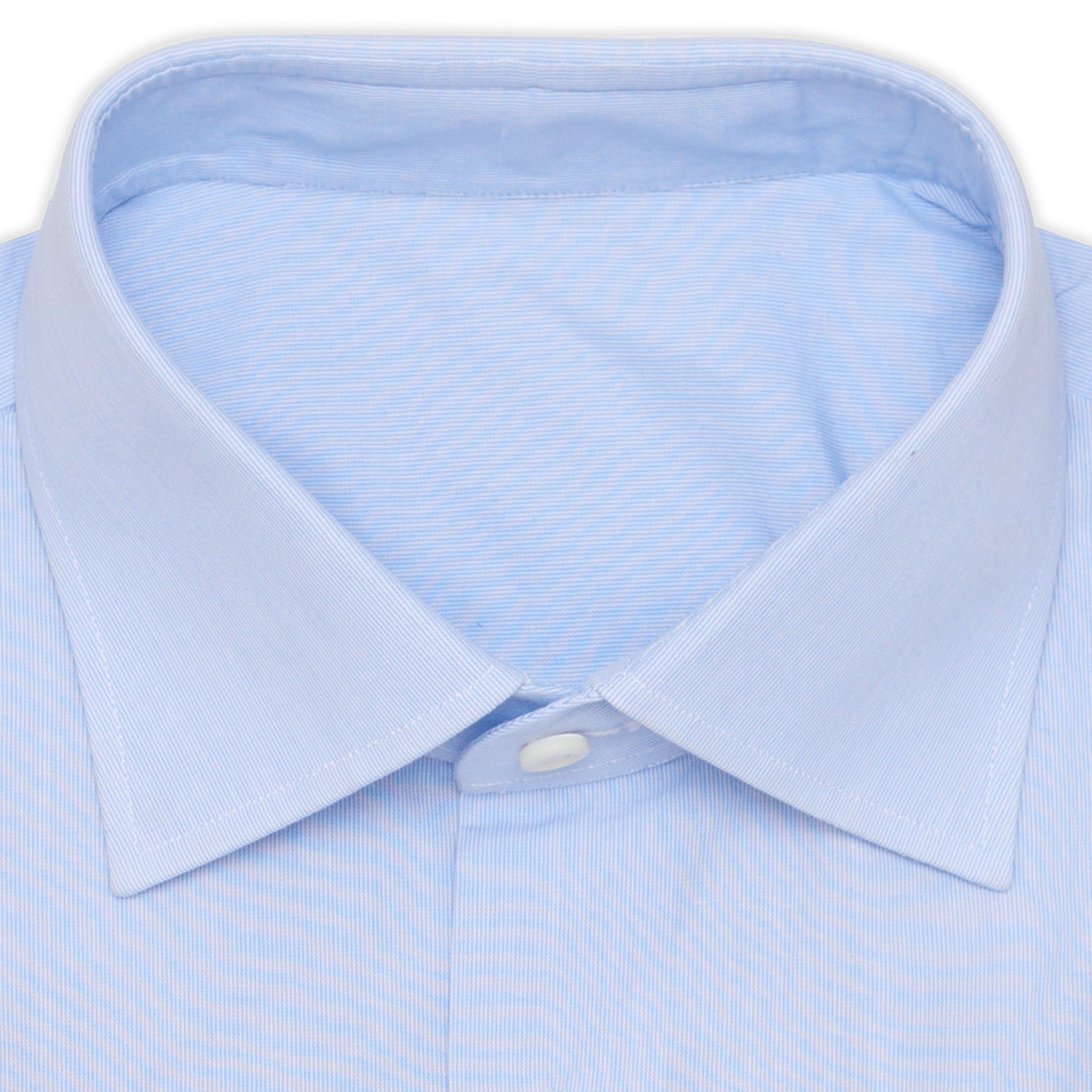 BESPOKE ATHENS Handmade Light Blue Hairline Striped Cotton Shirt NEW Slim Fit BESPOKE ATHENS