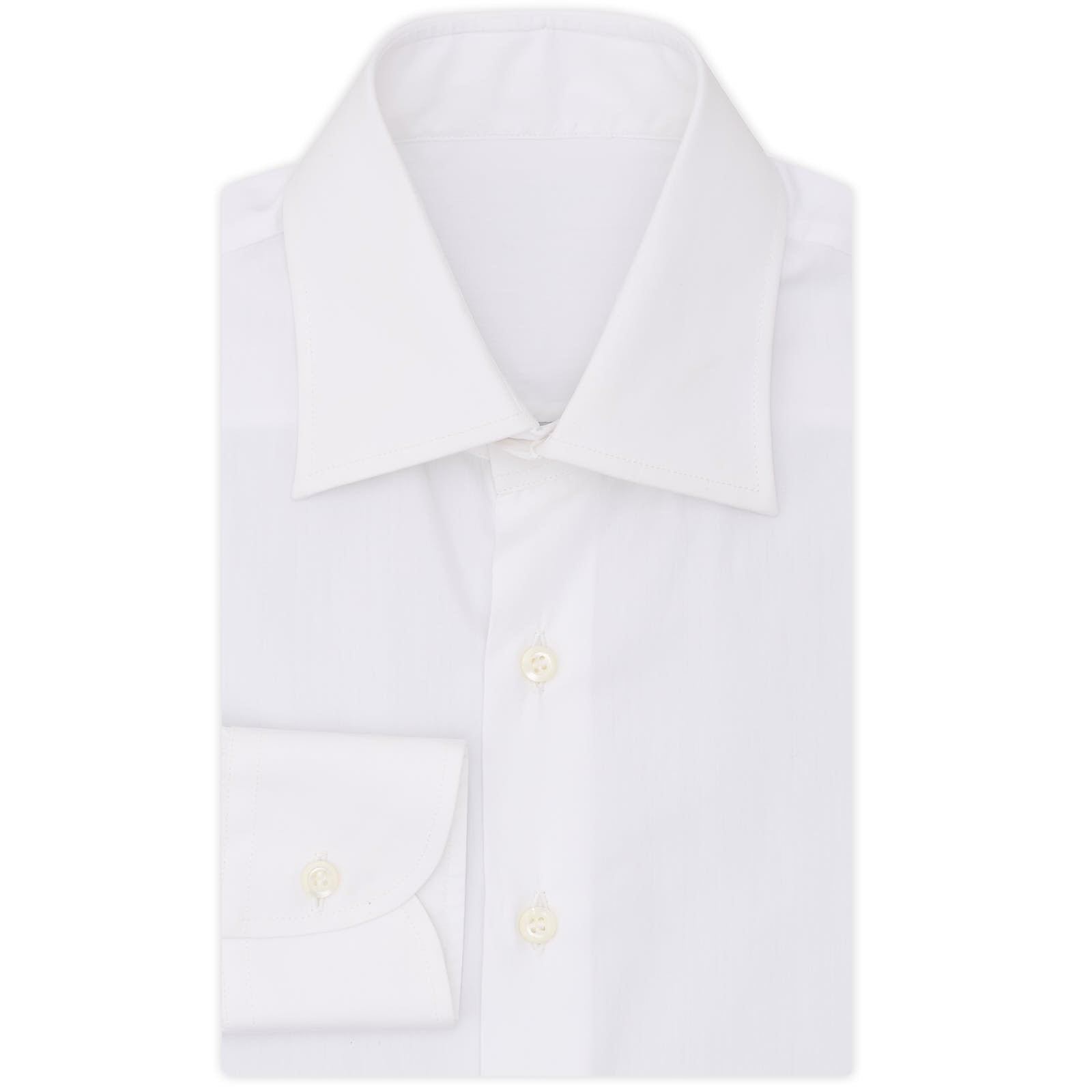 BESPOKE ATHENS Handmade White Cotton Poplin Dress Shirt EU 40 NEW US 15.75