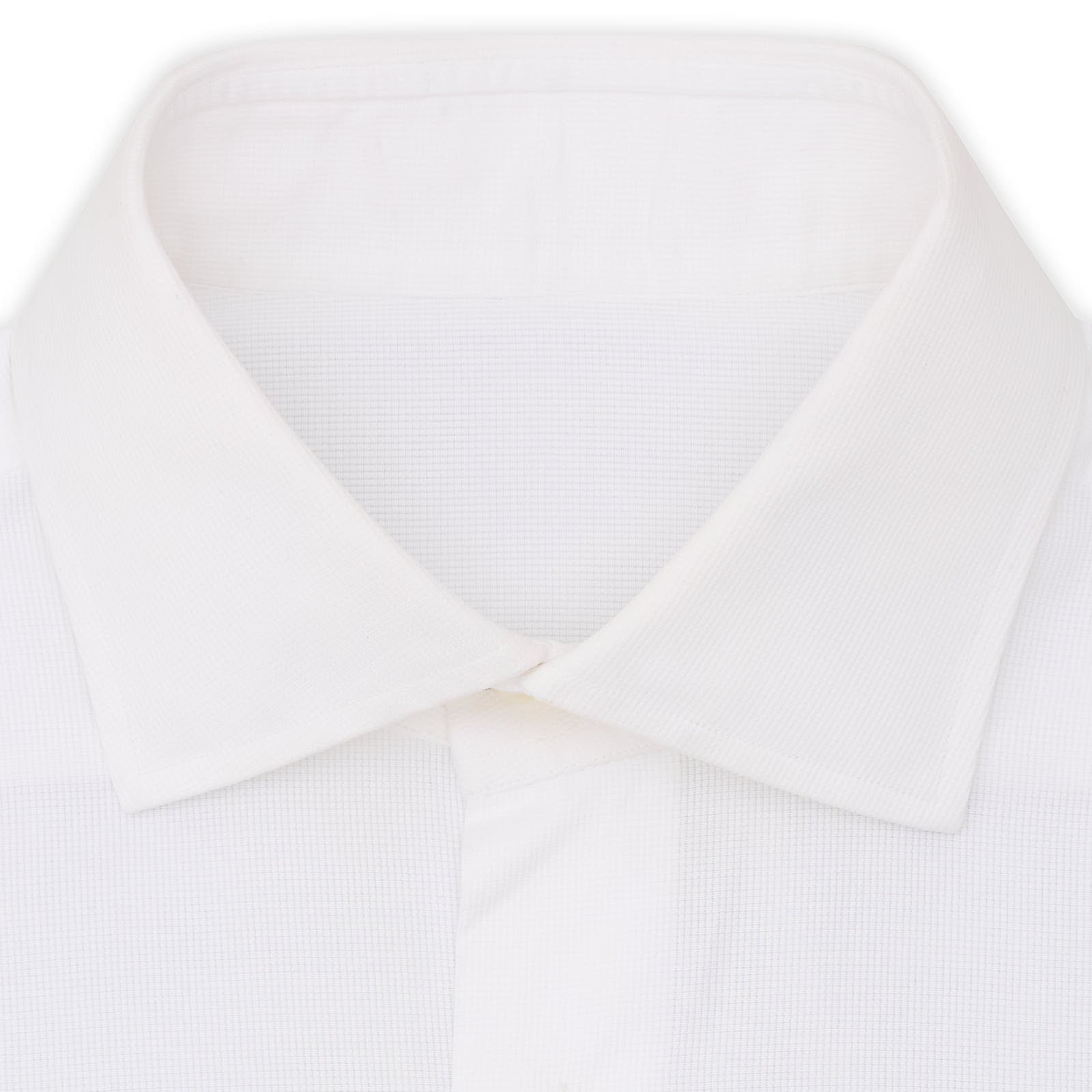 BESPOKE ATHENS Handmade White Dobby Cotton French Cuff Shirt EU 38 NEW US 15