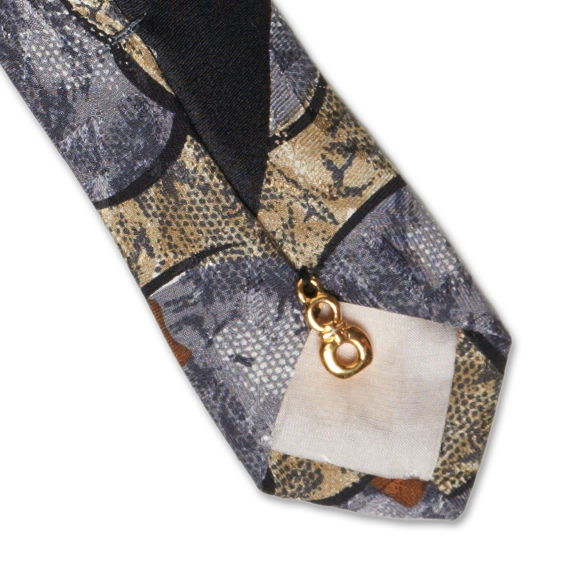 BIJAN Handmade Gray Abstract Design Silk Tie BIJAN