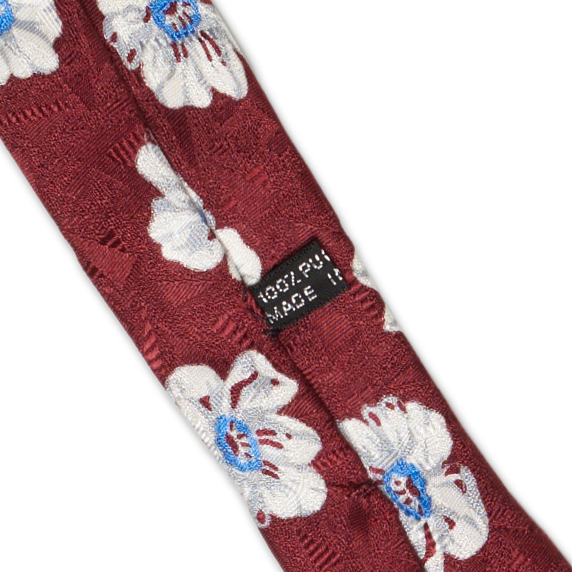 BIJAN Handmade Red Floral Design Silk Tie BIJAN