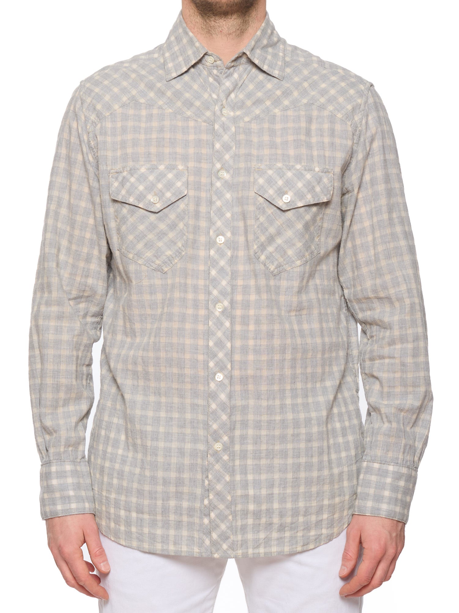 BILLY REID USA Gray Plaid Cotton Western Snap Front Made in USA Casual Shirt