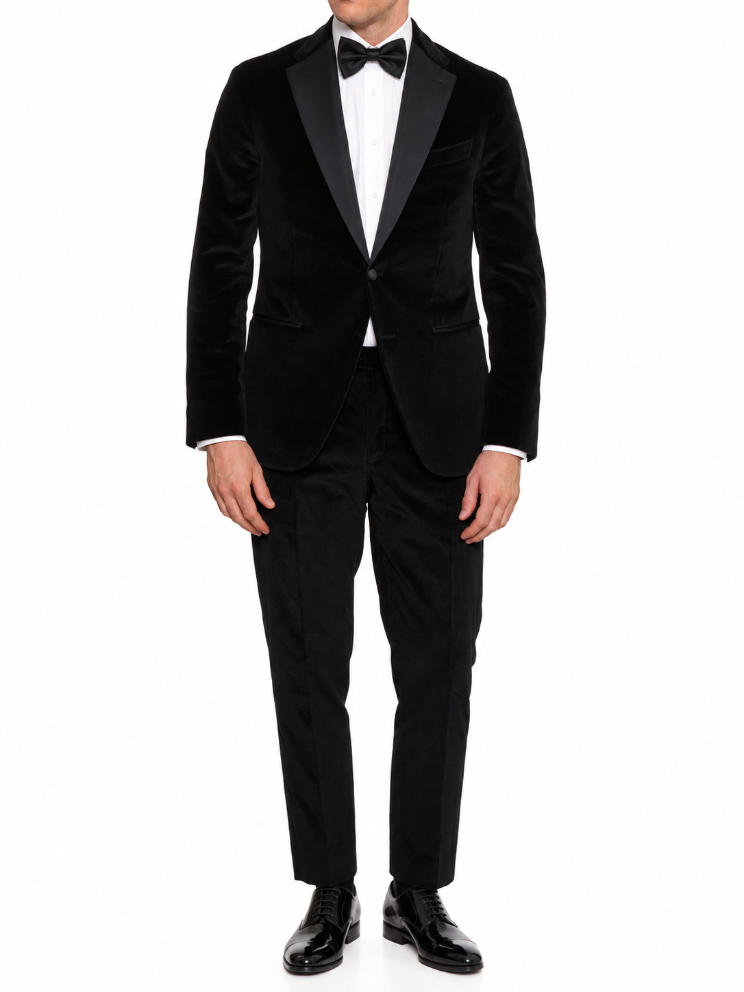 BOGLIOLI Black Cotton Velvet Tuxedo Suit