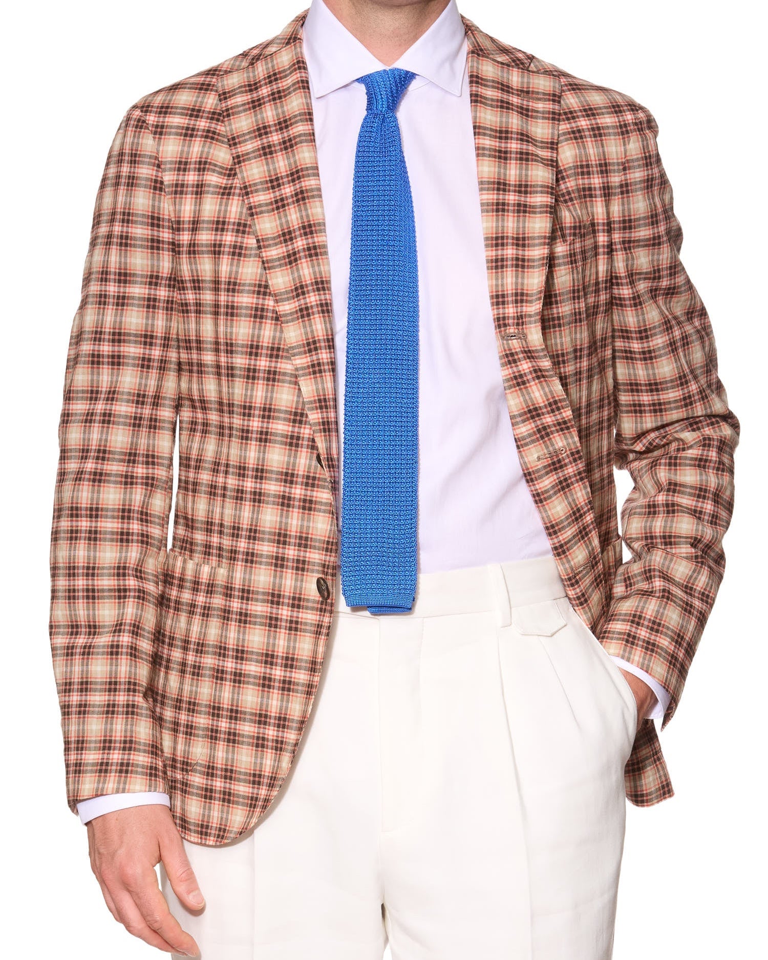 BOGLIOLI Milano "K. Jacket" Multi-Color Plaid Wool Unlined Jacket 48 NEW US 38