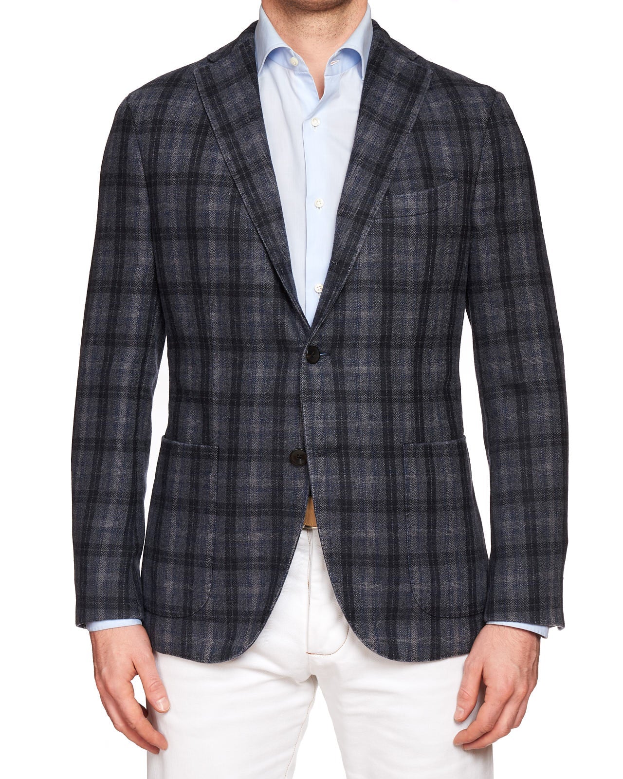 BOGLIOLI "K.Jacket" Gray Plaid Cashmere-Wool-Cotton Unlined Jacket EU 50 NEW US 40 BOGLIOLI