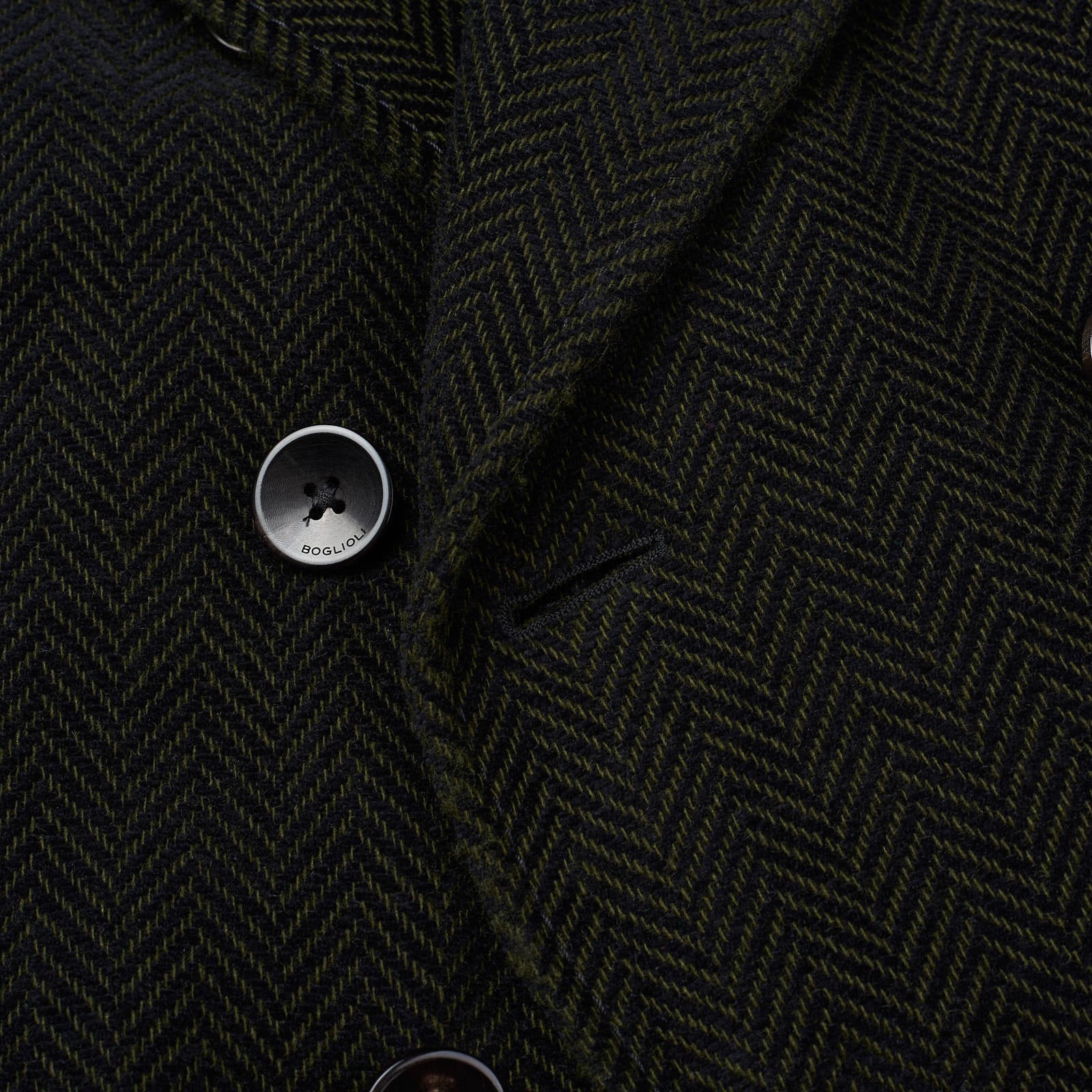 BOGLIOLI "Wear" Green Herringbone Cotton-Cashmere-Wool Unlined Pea Coat 50 NEW 40 BOGLIOLI