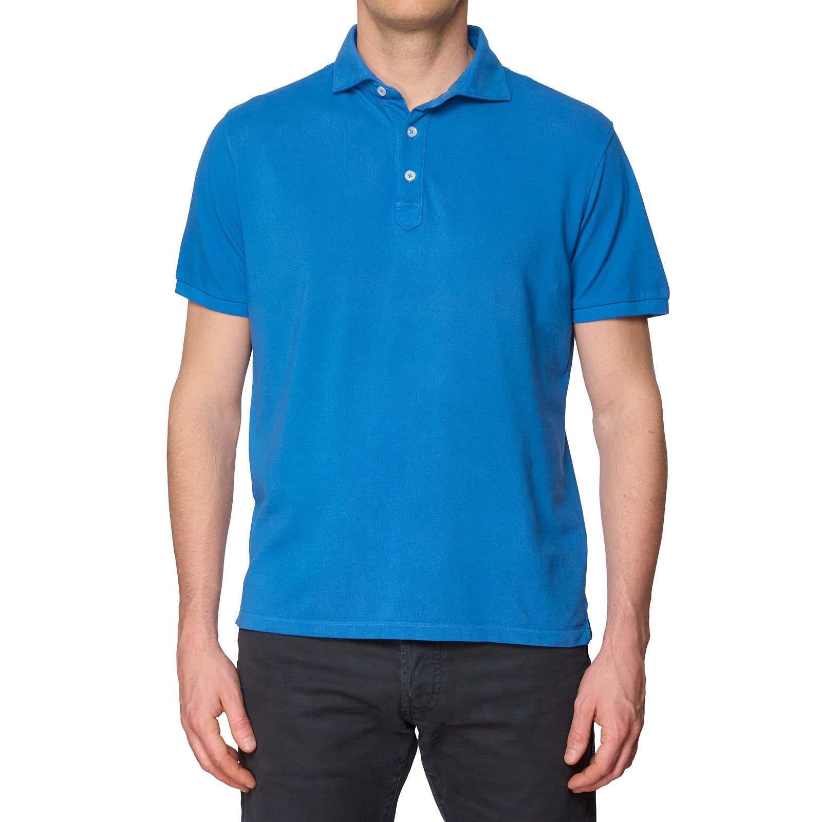 BORGONERO Milano Denim Blue Cotton Polo Shirt NEW L