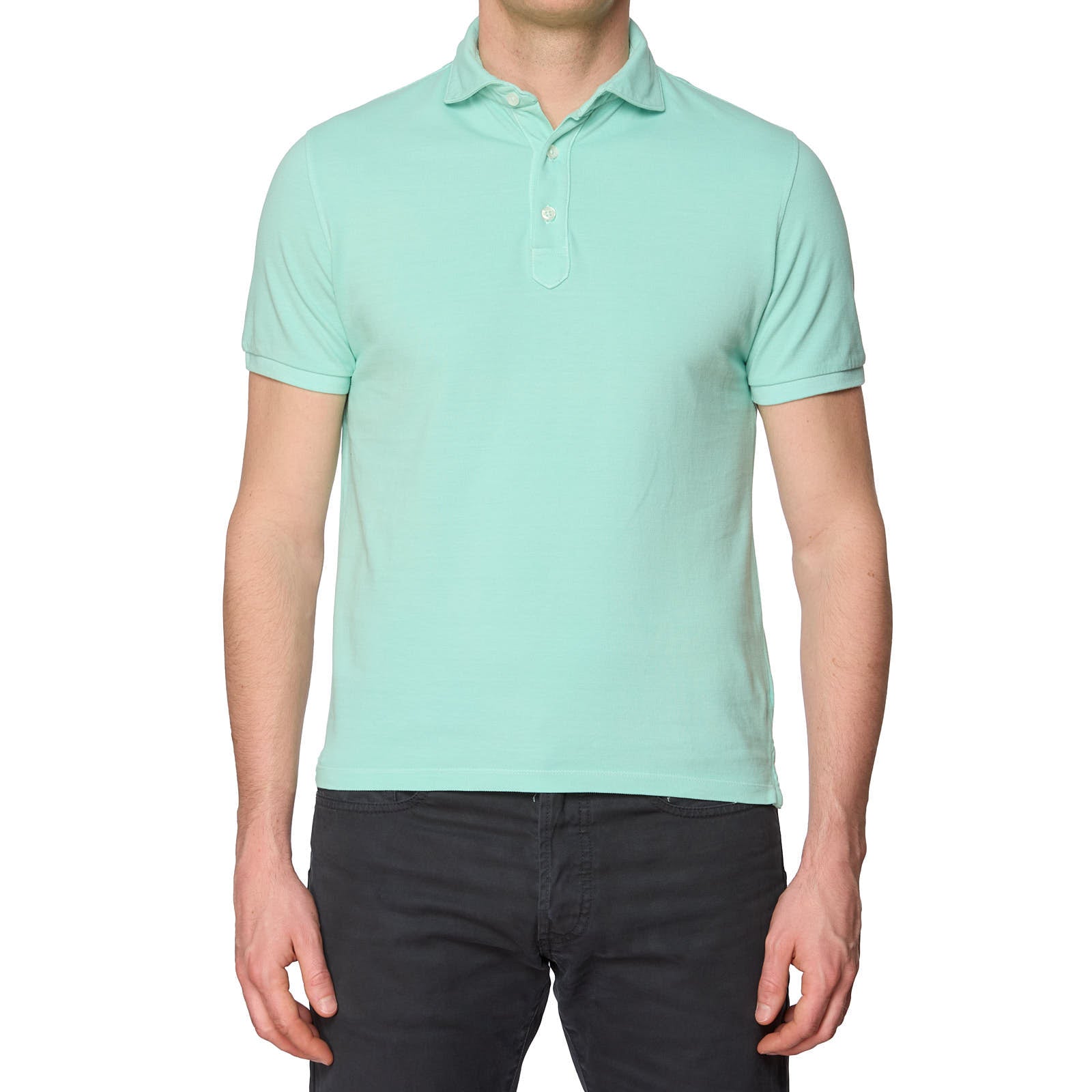 BORGONERO Luxury Brand Mint Green Cotton Polo Shirt NEW S