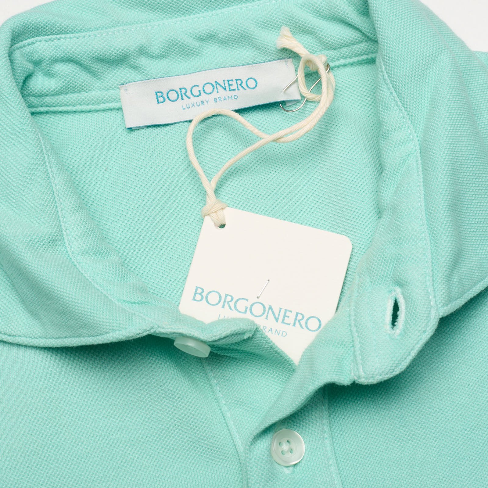 BORGONERO Luxury Brand Mint Green Cotton Polo Shirt NEW S