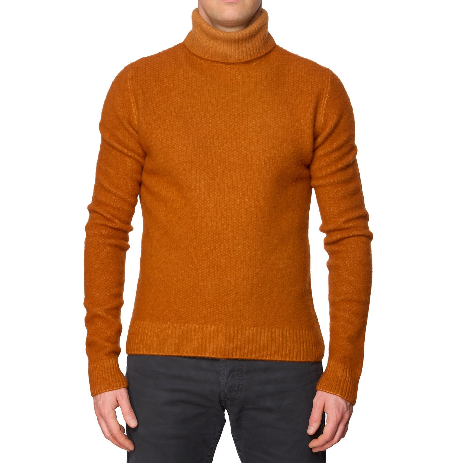 BORGONERO Virgin Wool-Cashmere Knit Turtleneck Sweater NEW Slim Medium