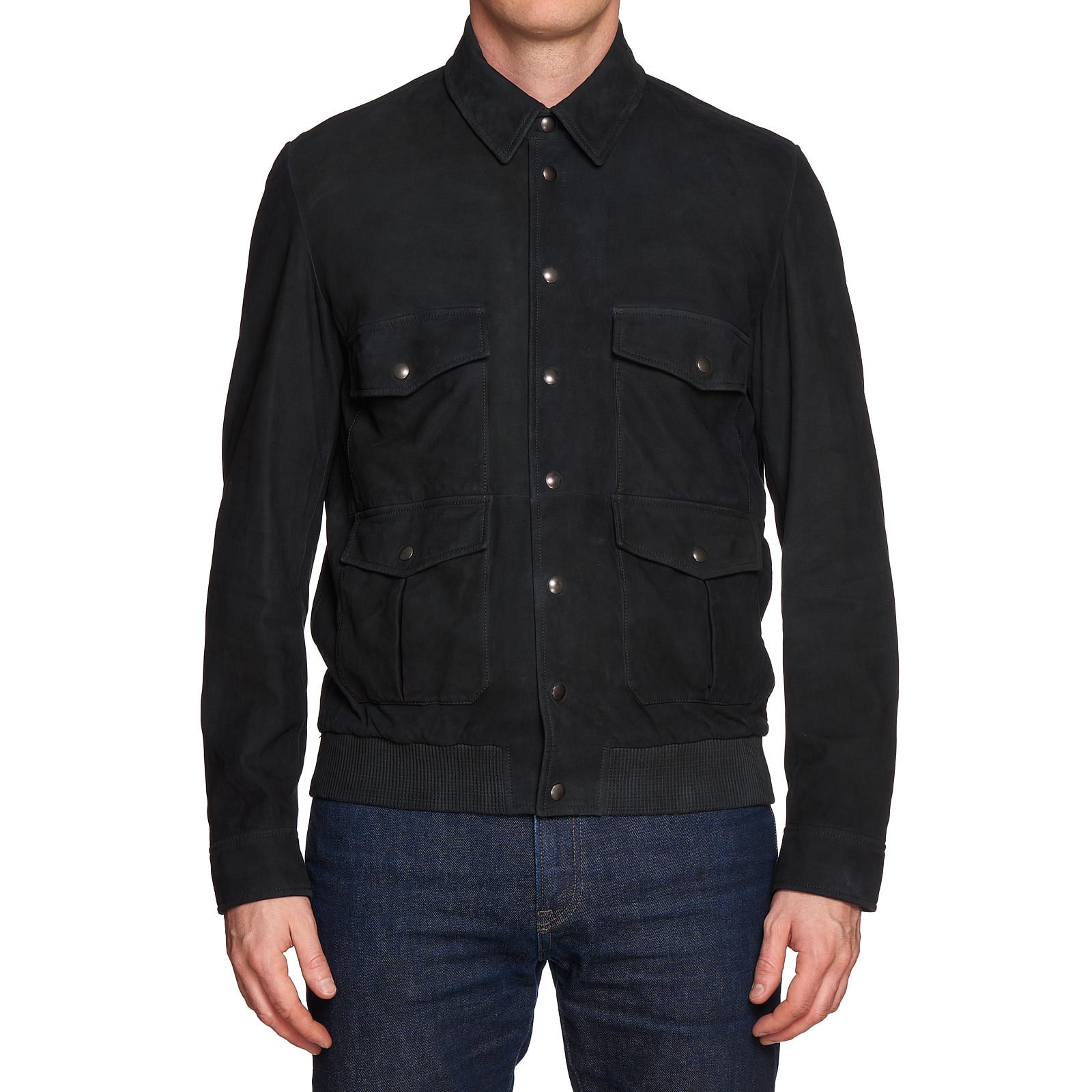 BOTTEGA VENETA Black Sheepskin Suede Leather Flight Bomber Jacket EU 50 NEW US M BOTTEGA VENETA