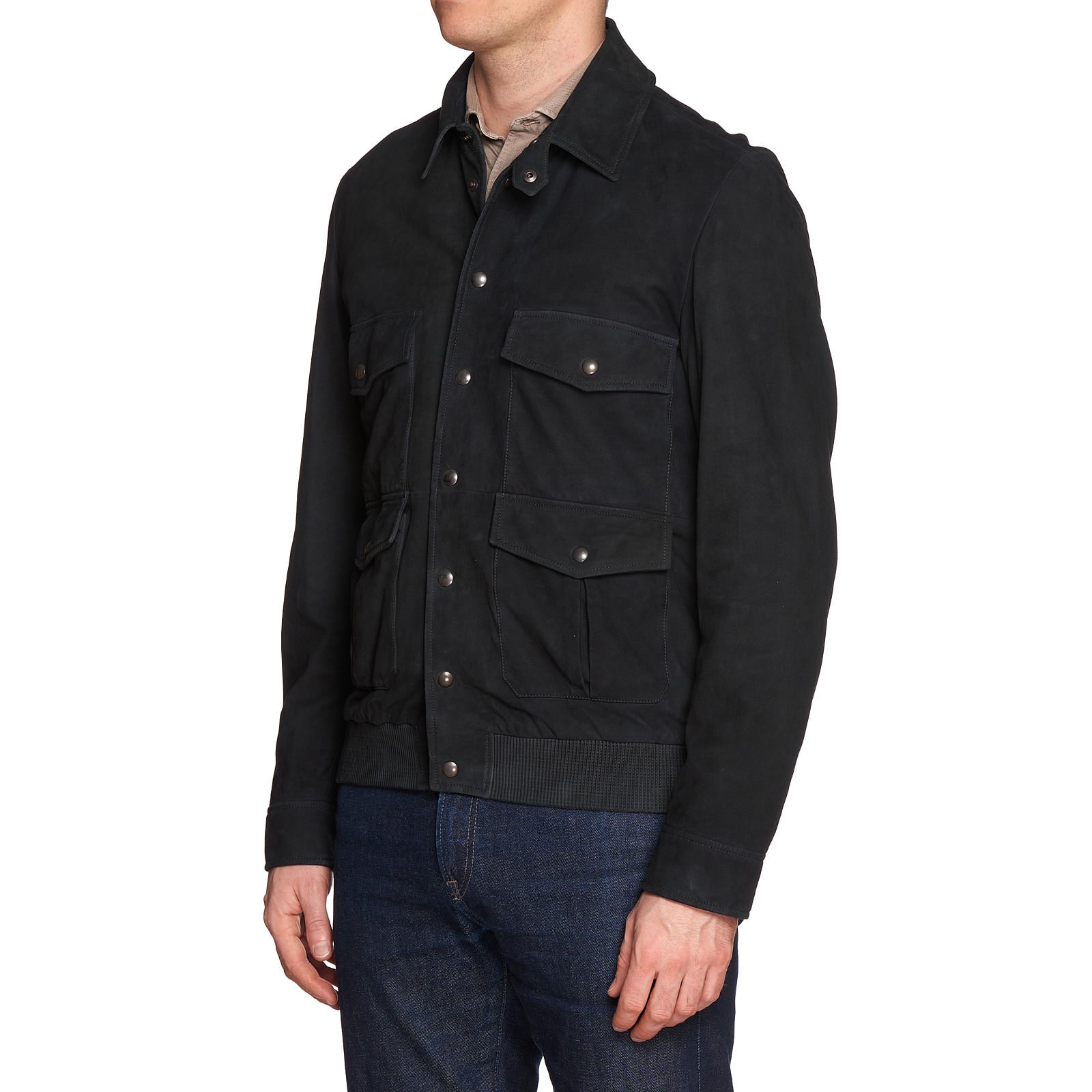 BOTTEGA VENETA Black Sheepskin Suede Leather Flight Bomber Jacket EU 50 NEW US M BOTTEGA VENETA