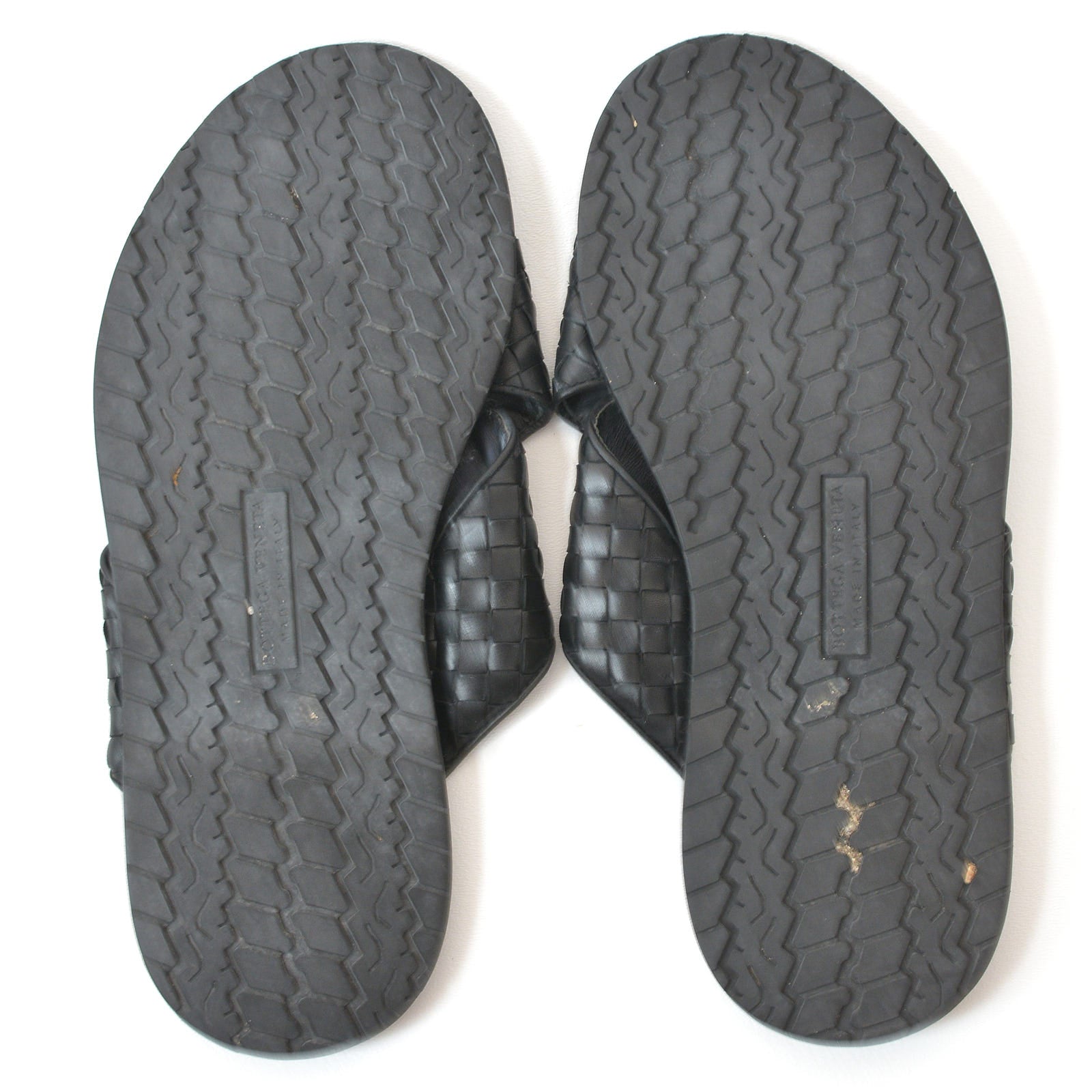 BOTTEGA VENETA Black Woven Calfskin Leather Slipper Sandal Shoes Size? BOTTEGA VENETA