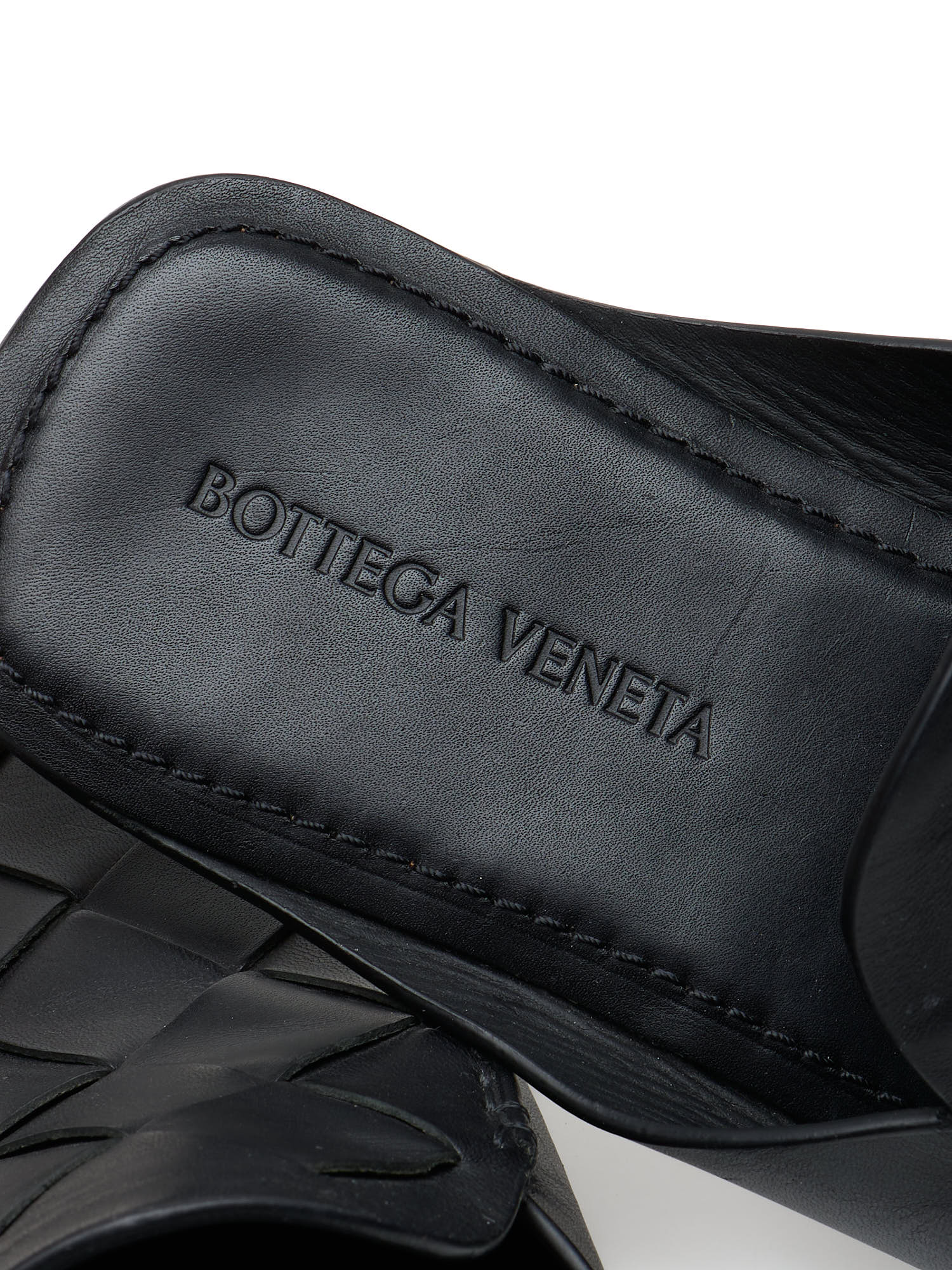 BOTTEGA VENETA DOUGLAS Black Woven Open-back Loafers Leather Slipper Shoes