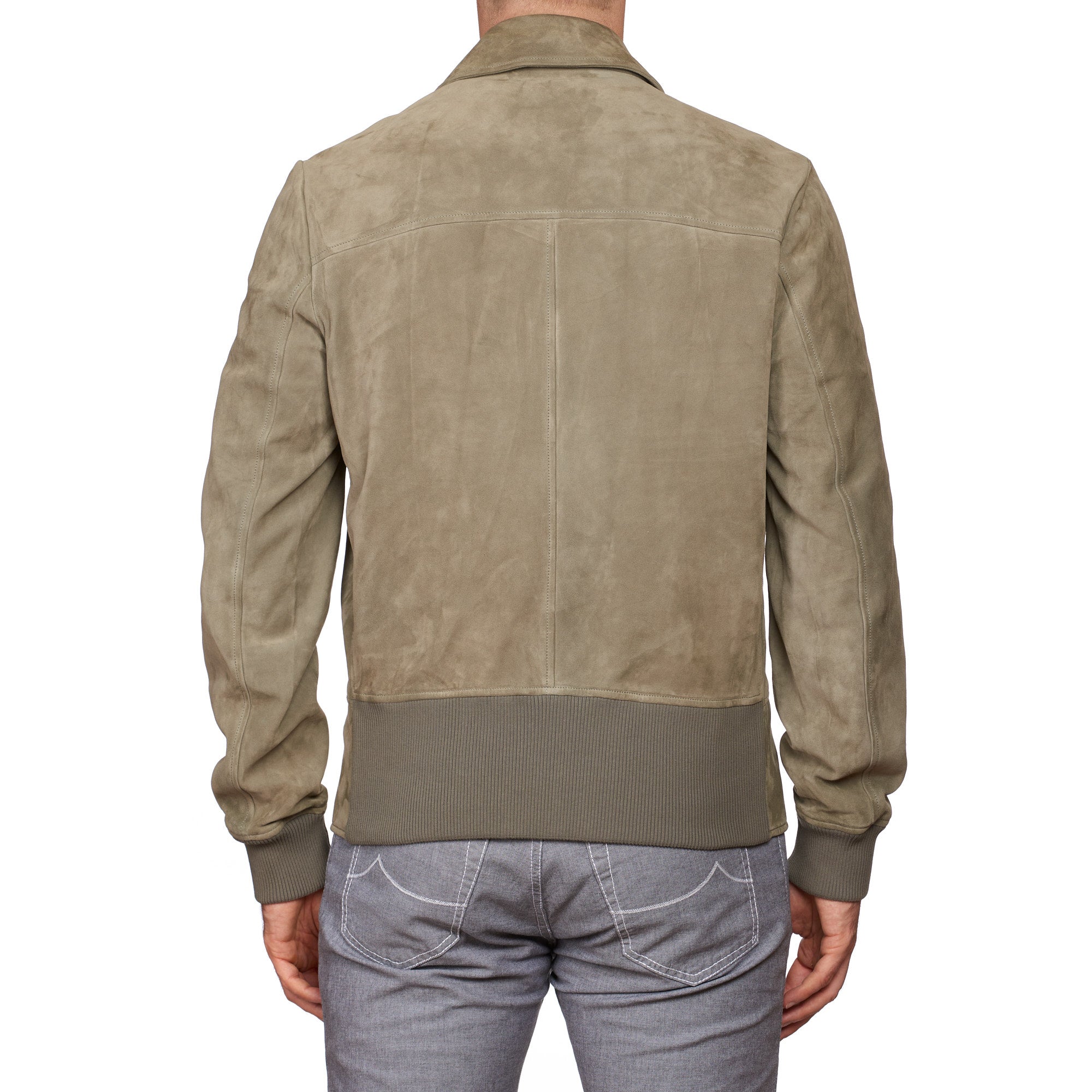 BOTTEGA VENETA Gray Suede Leather Flight Bomber Jacket EU 50 US M BOTTEGA VENETA