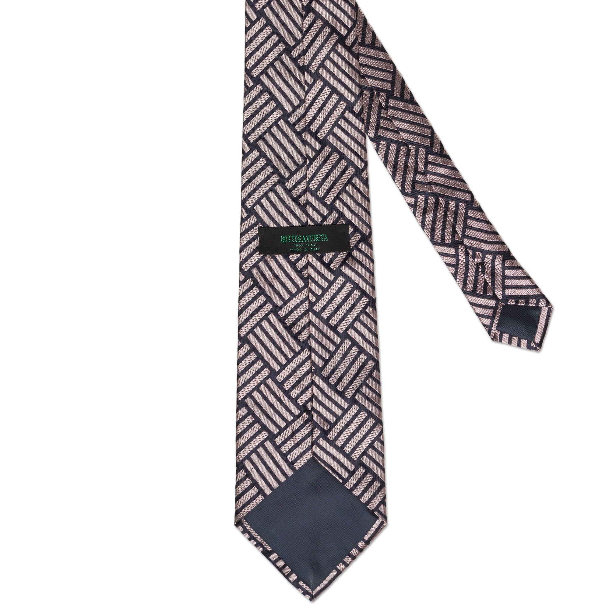 BOTTEGA VENETA Handmade Black Striped Design Silk Tie BOTTEGA VENETA