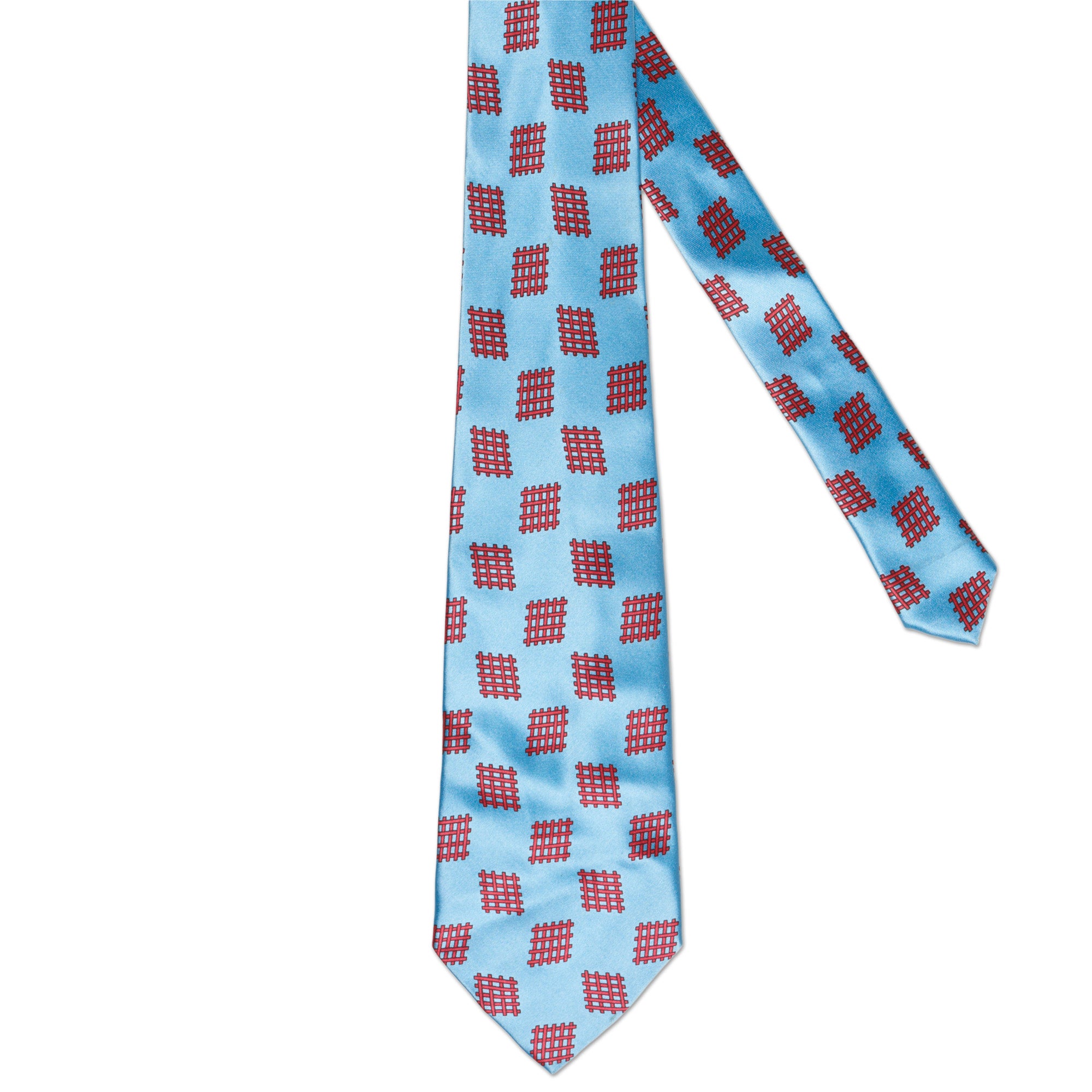 BOTTEGA VENETA Handmade Blue-Red Abstract Pattern Design Silk Tie BOTTEGA VENETA