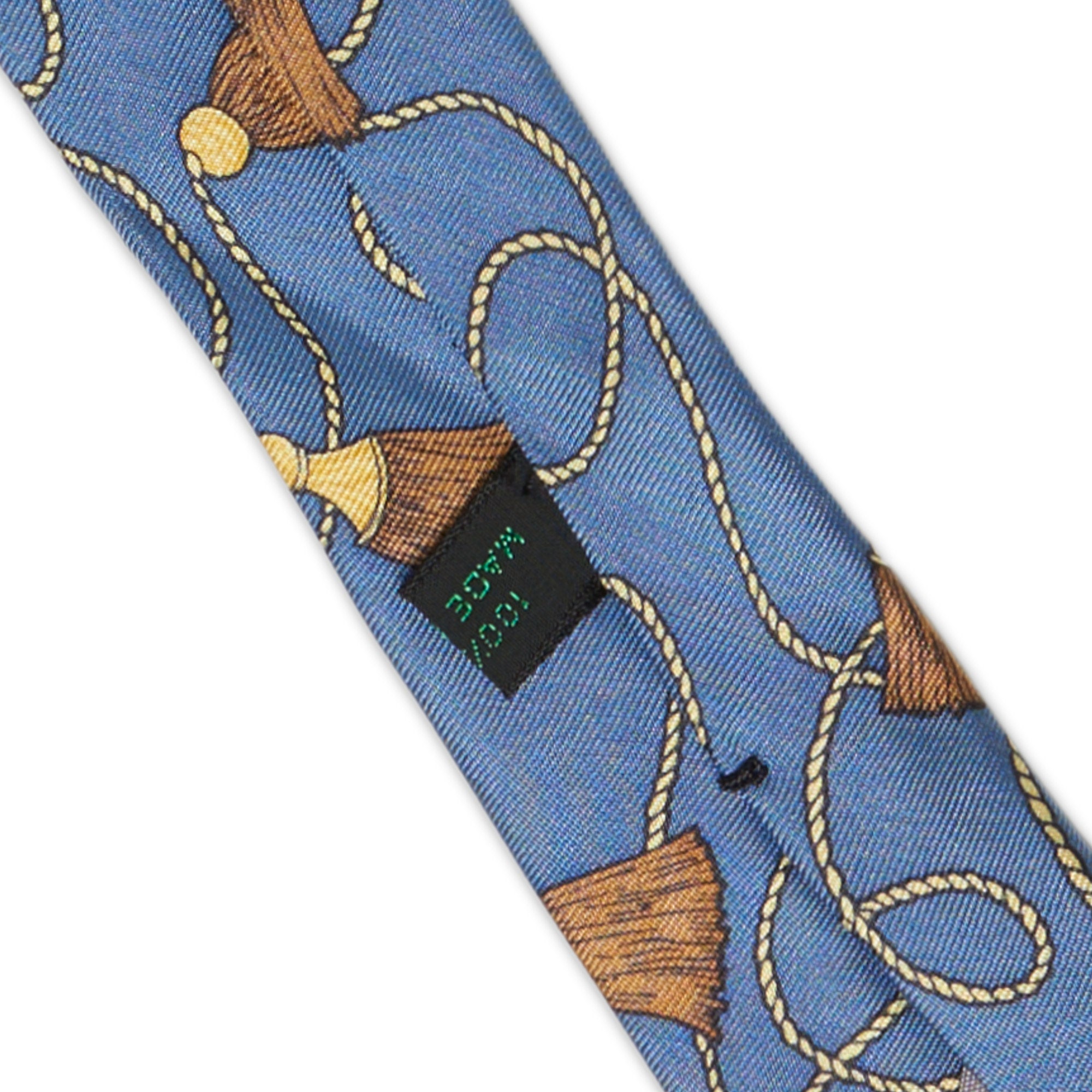 BOTTEGA VENETA Handmade Blue-Yellow Pattern Design Silk Tie BOTTEGA VENETA