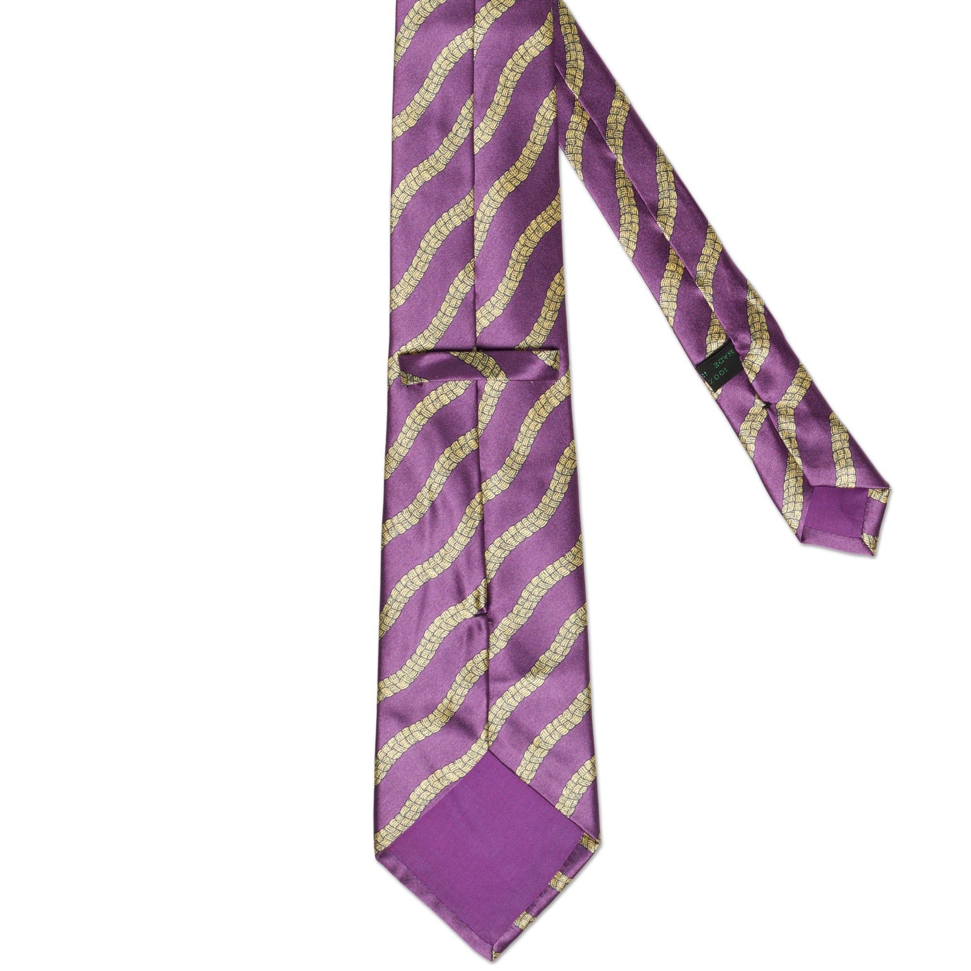 BOTTEGA VENETA Handmade Purple-Yellow Striped Silk Tie BOTTEGA VENETA