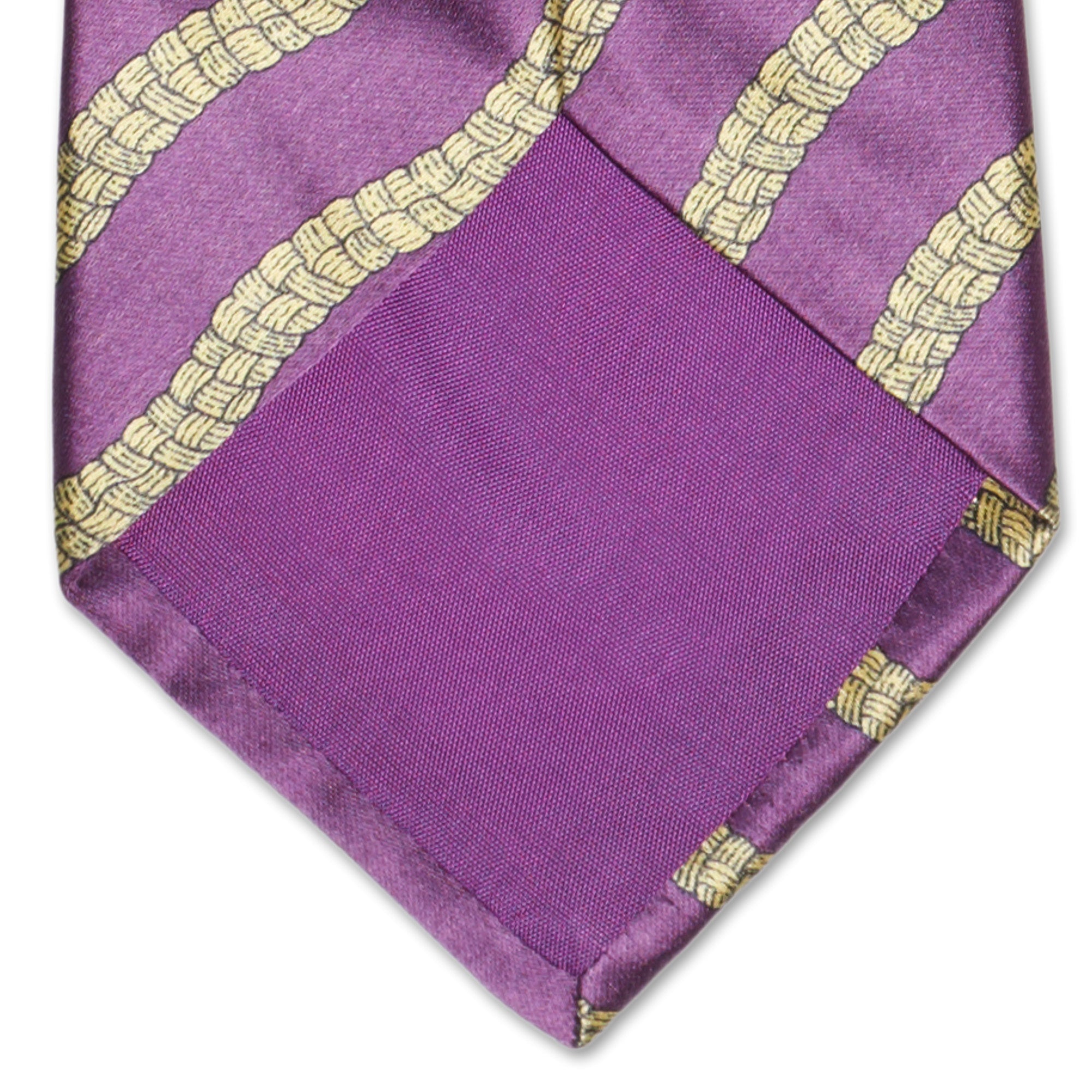 BOTTEGA VENETA Handmade Purple-Yellow Striped Silk Tie BOTTEGA VENETA