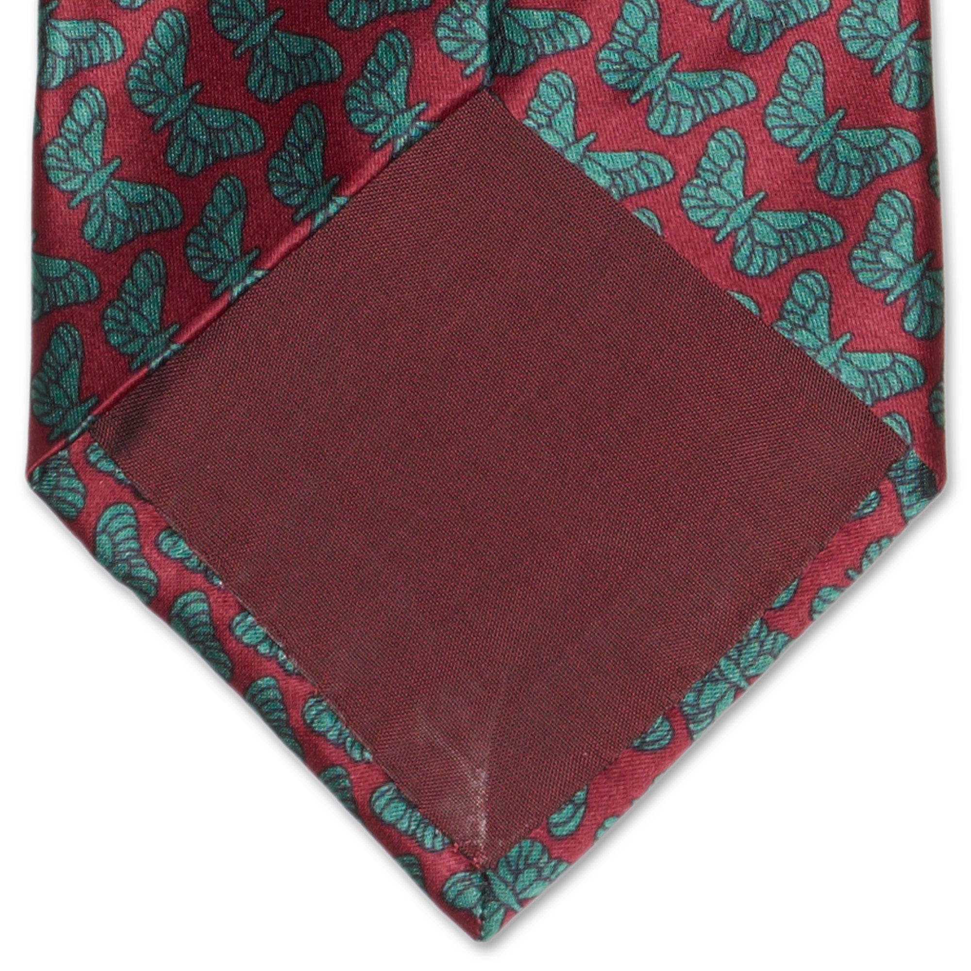 BOTTEGA VENETA Handmade Red-Green Butterfly Design Silk Tie BOTTEGA VENETA