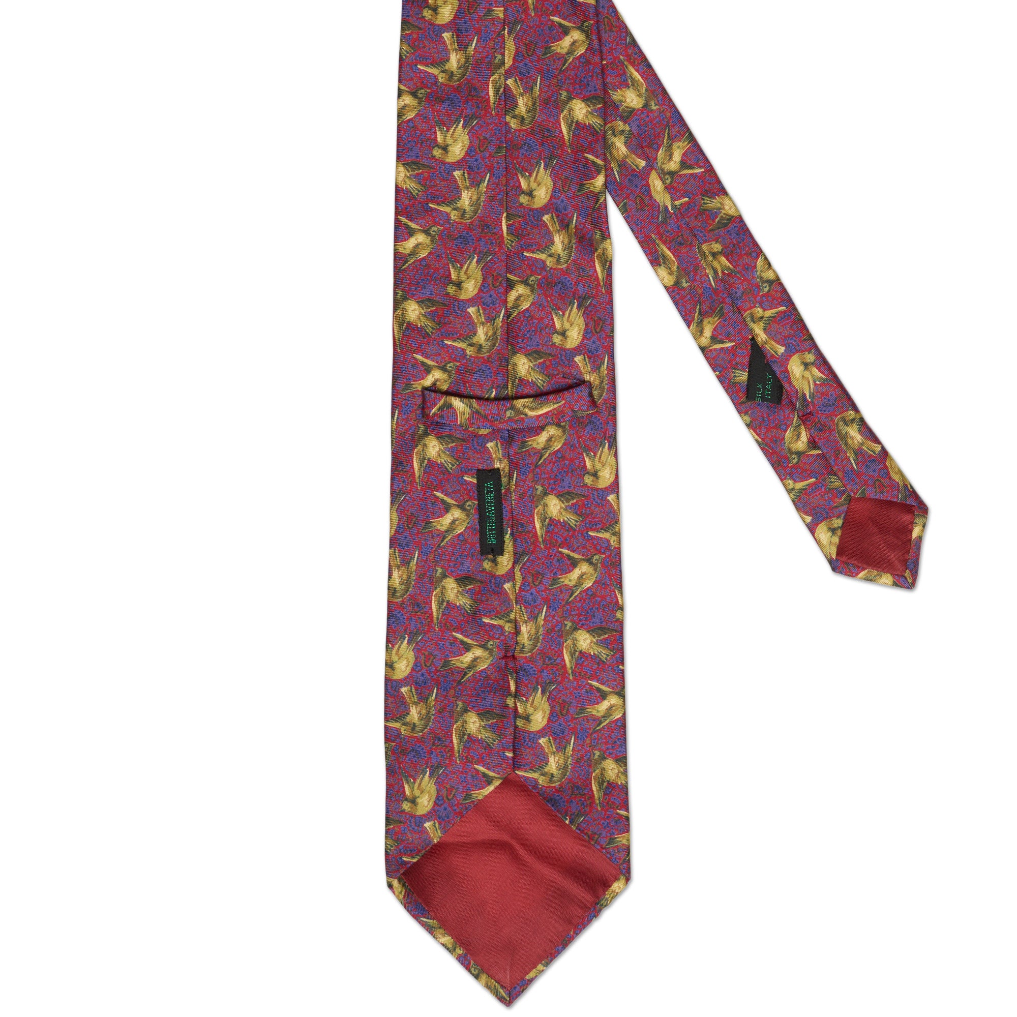 BOTTEGA VENETA Handmade Red Bird Pattern Design Silk Tie BOTTEGA VENETA