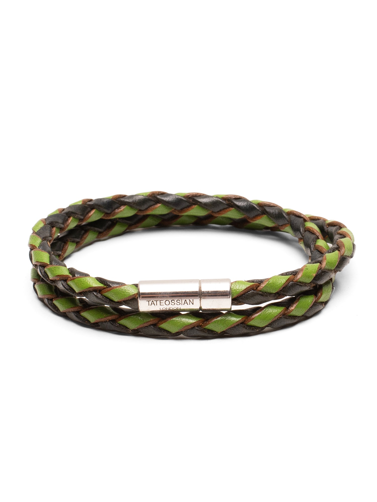 TATEOSSIAN London Green Double Wrap Leather Bracelet L NEW