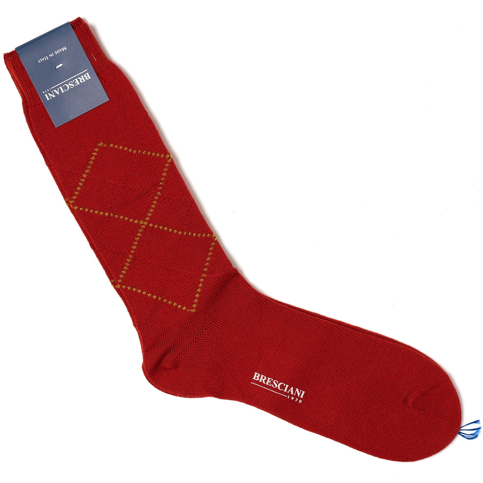 BRESCIANI Wool Argyle Design Mid Calf Length Socks US M-L BRESCIANI