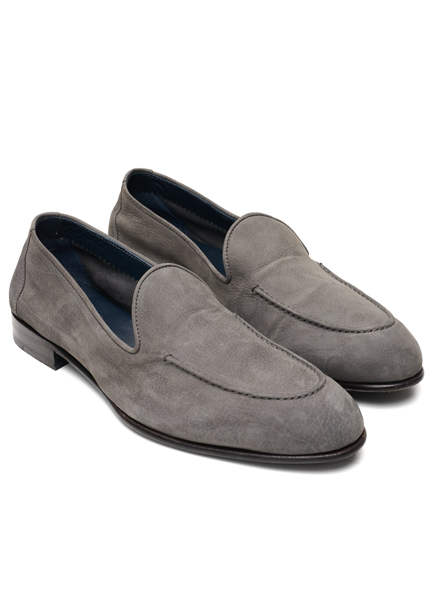 BRIONI Gray Nubuck Handmade Appia Penny Loafers US 10