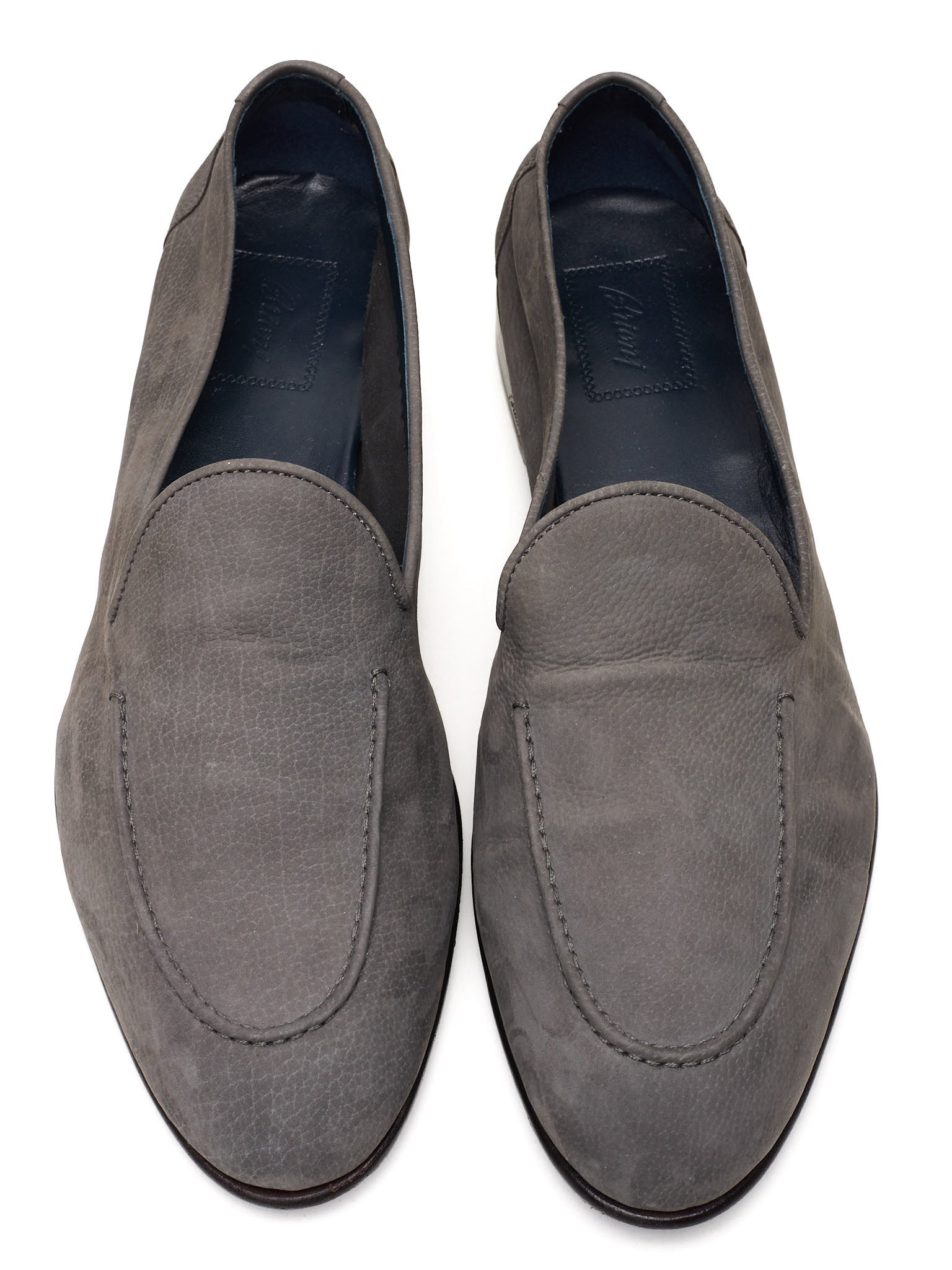 BRIONI Gray Nubuck Handmade Appia Penny Loafers US 10