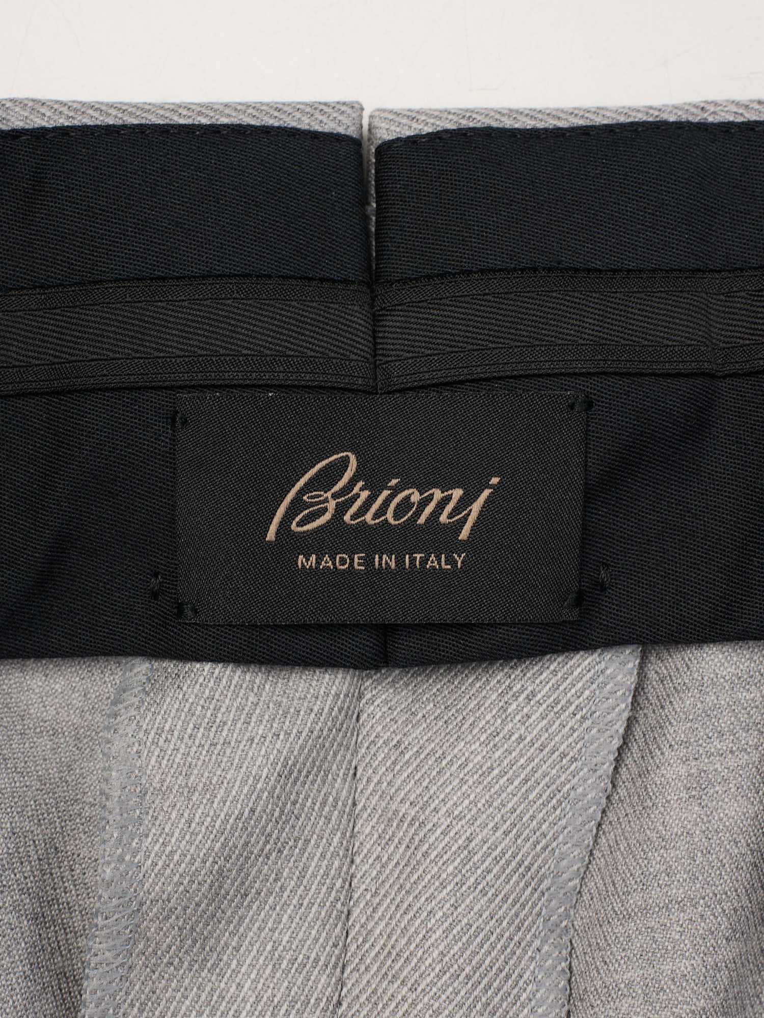 BRIONI Gray Wool Double Pleated Dress Pants