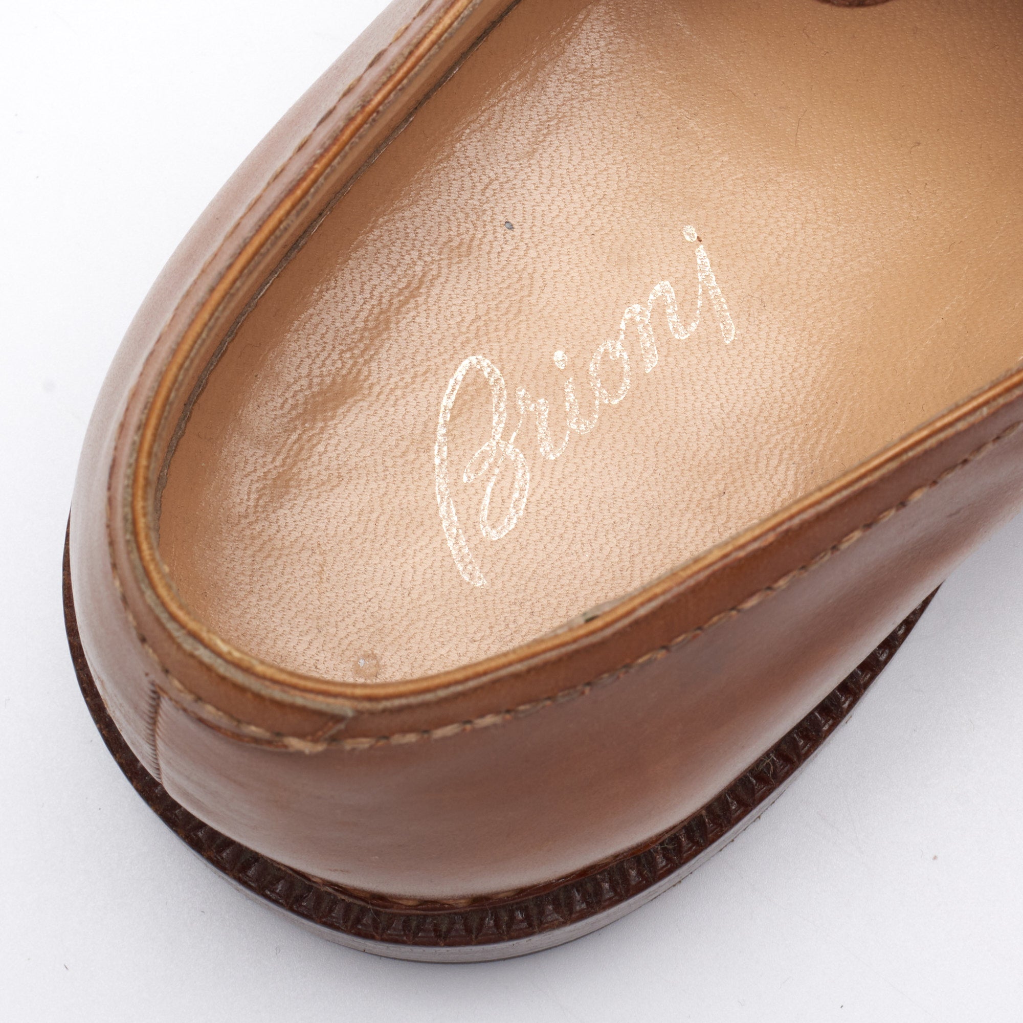 BRIONI by Silvano Lattanzi Handmade Cognac Norwegian 2 Eyelet Derby Shoes US 10 BRIONI