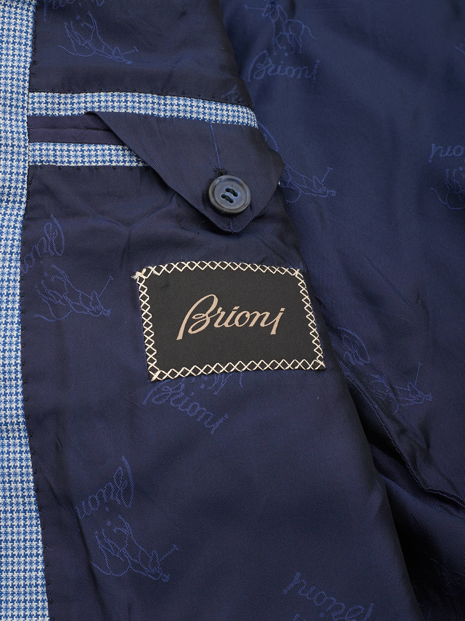 BRIONI Light Blue Checked Virgin Wool Blazer Jacket US 44