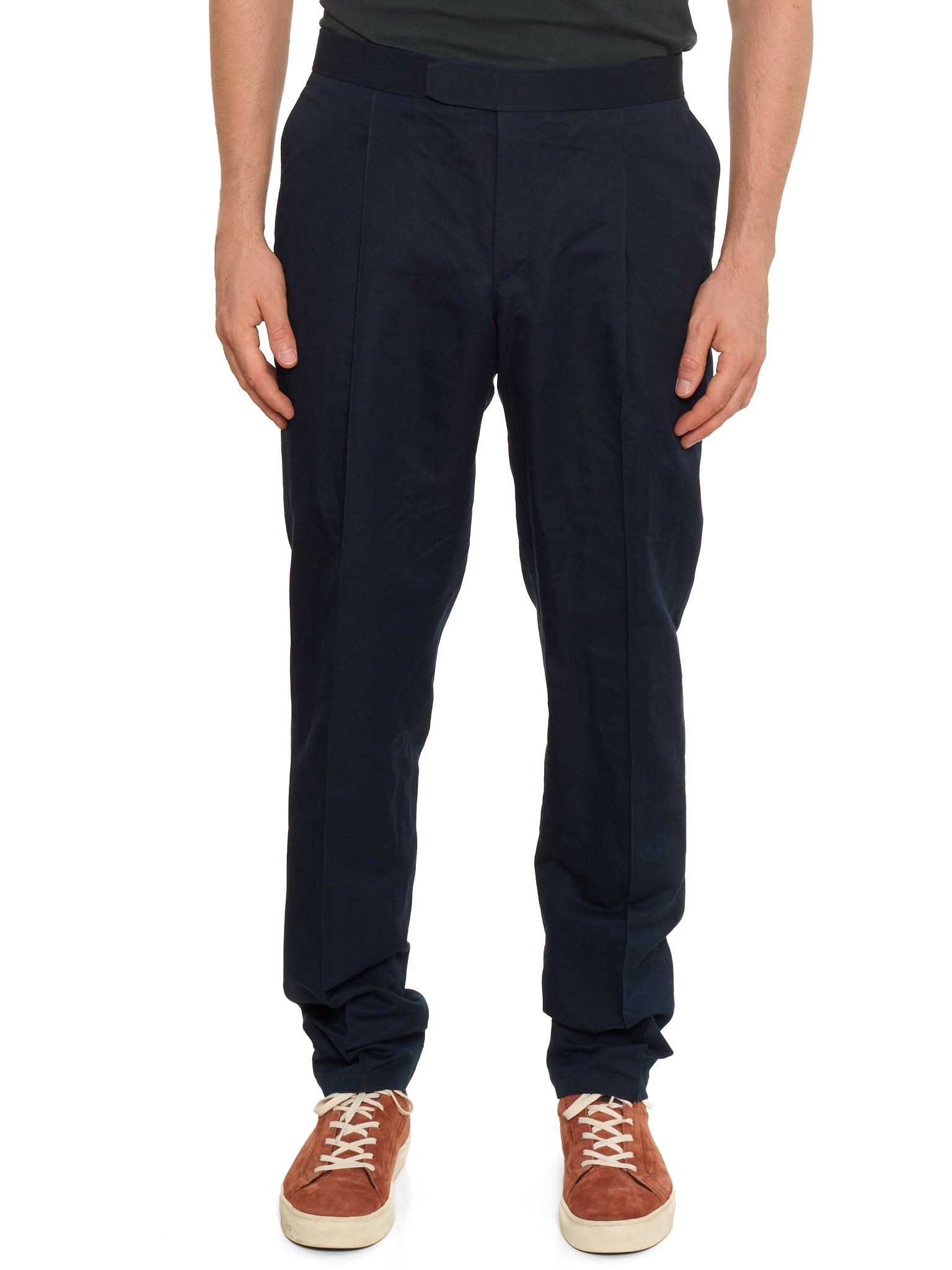 BRIONI Navy Blue Linen-Cotton Drawstring Pants NEW
