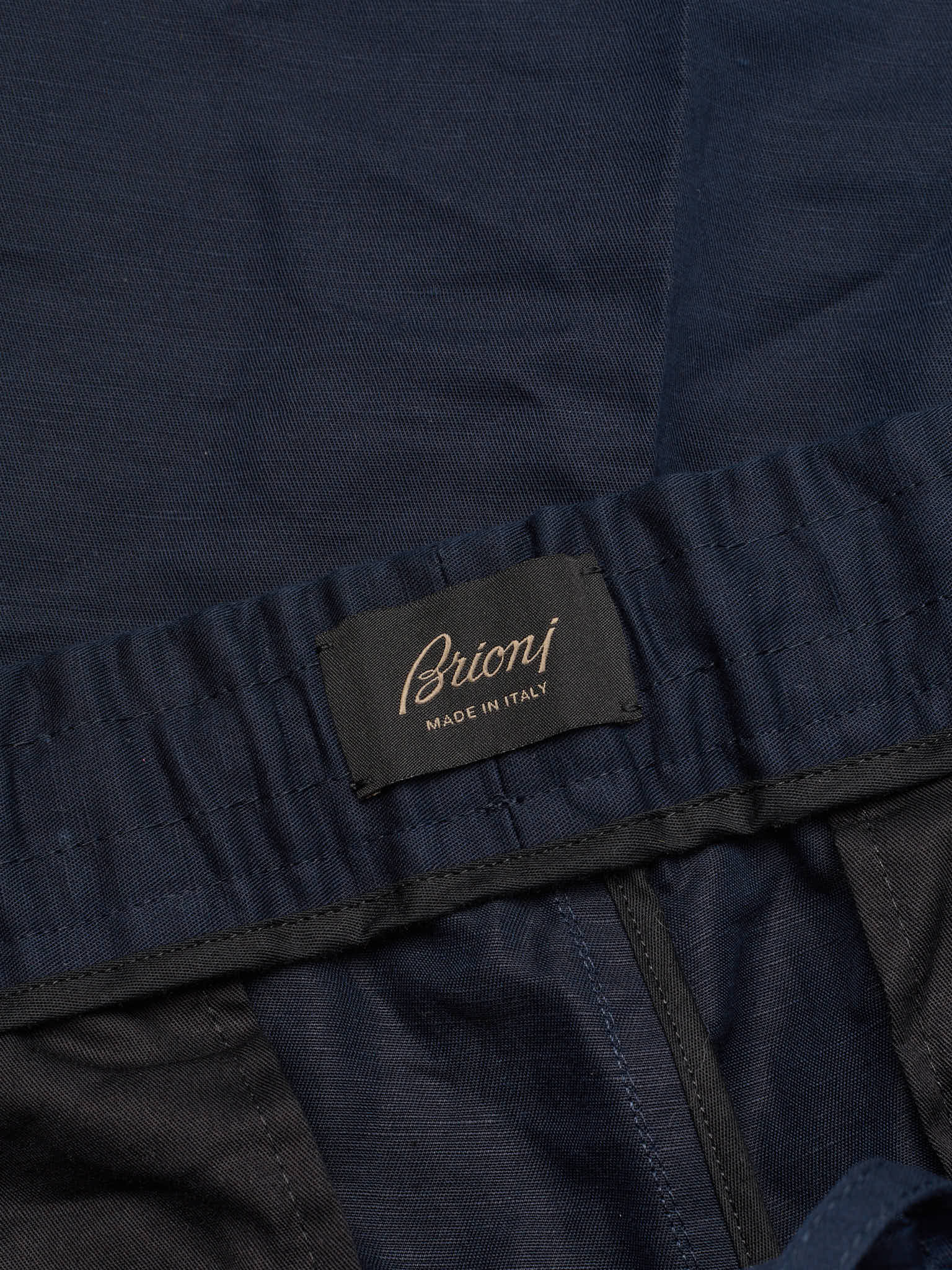 BRIONI Navy Blue Linen-Cotton Drawstring Pants NEW