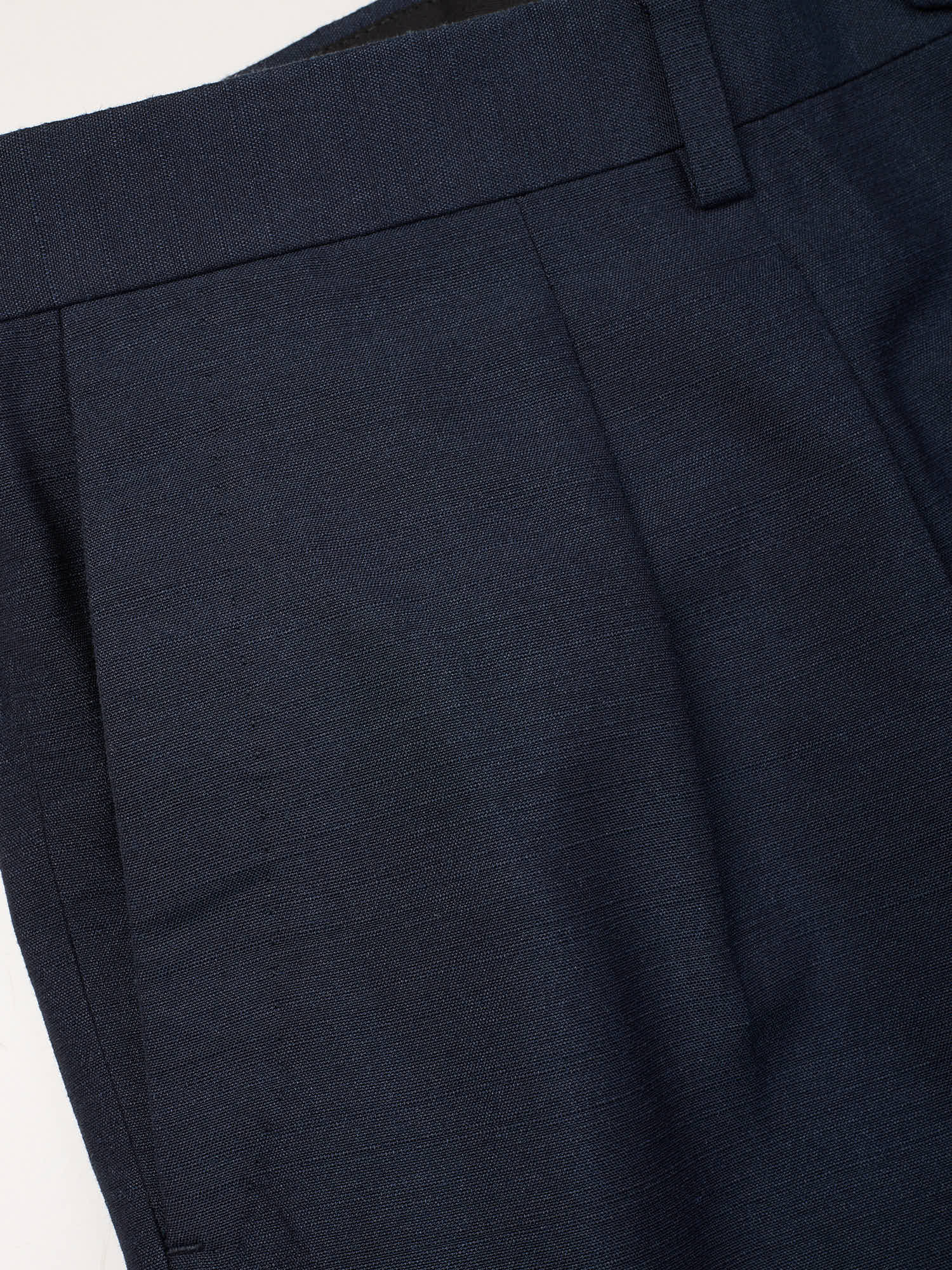 BRIONI Navy Blue Silk Double Pleated Dress Pants